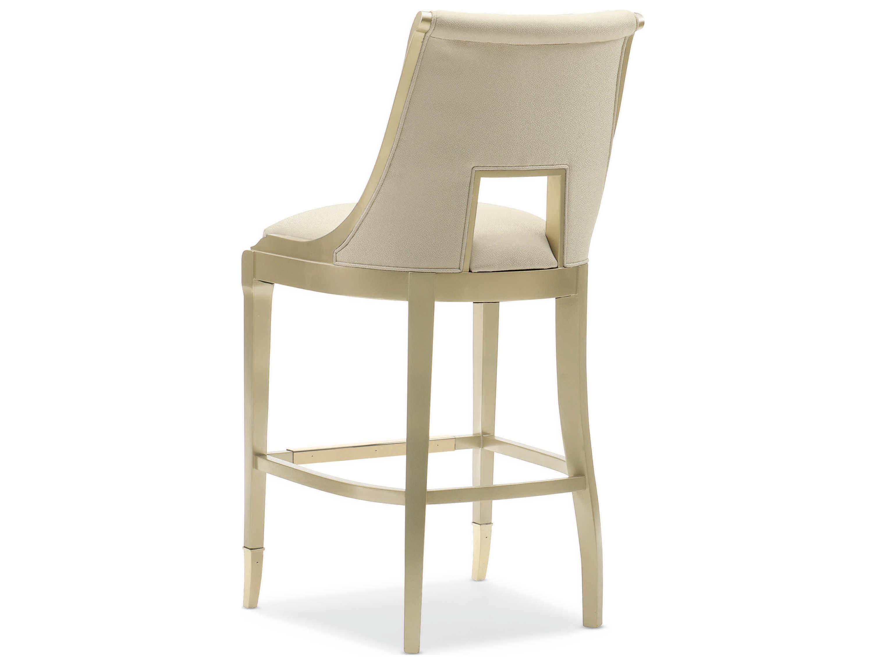 Caracole Classic In Good Taste Upholstered Gold Bullion Paint Bar Stool