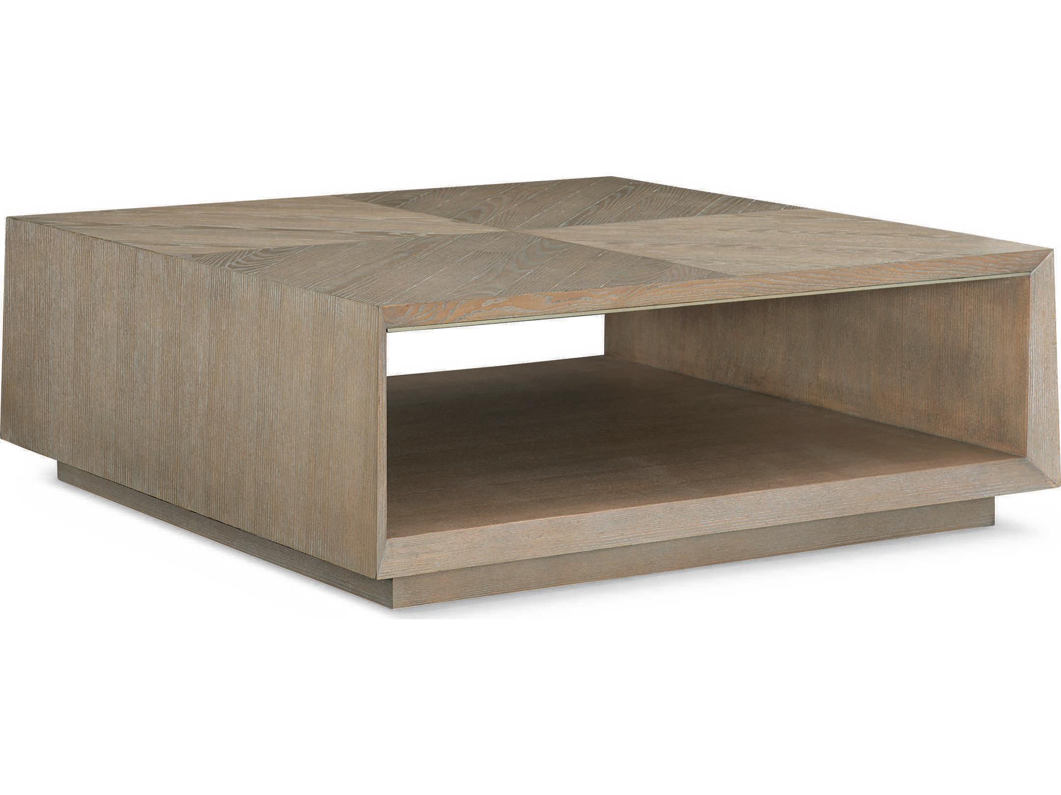 Caracole Classic Boxcar Square Ash Driftwood Sundance Gold Coffee Table
