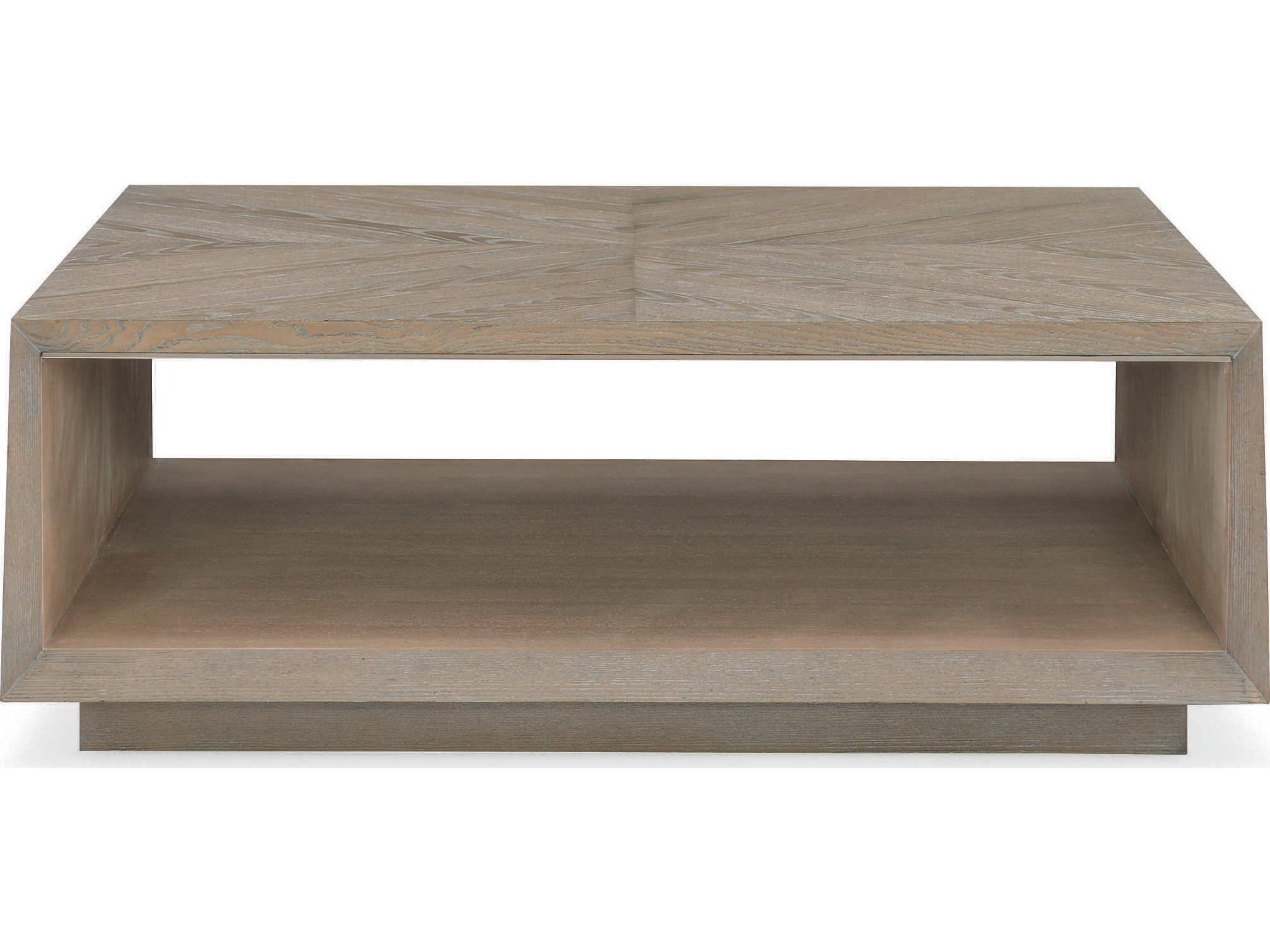 Caracole Classic Boxcar Square Ash Driftwood Sundance Gold Coffee Table