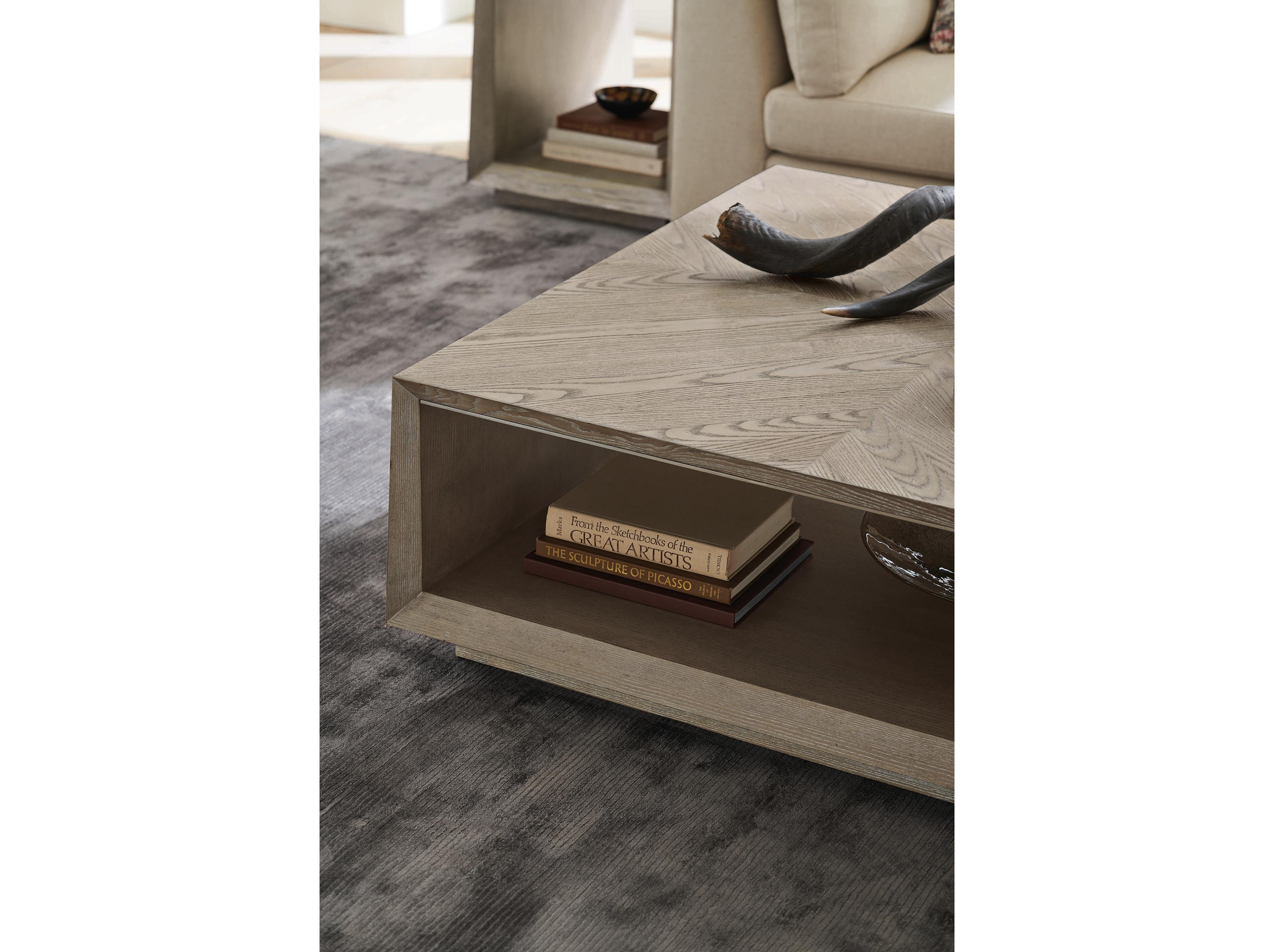 Caracole Classic Boxcar Square Ash Driftwood Sundance Gold Coffee Table