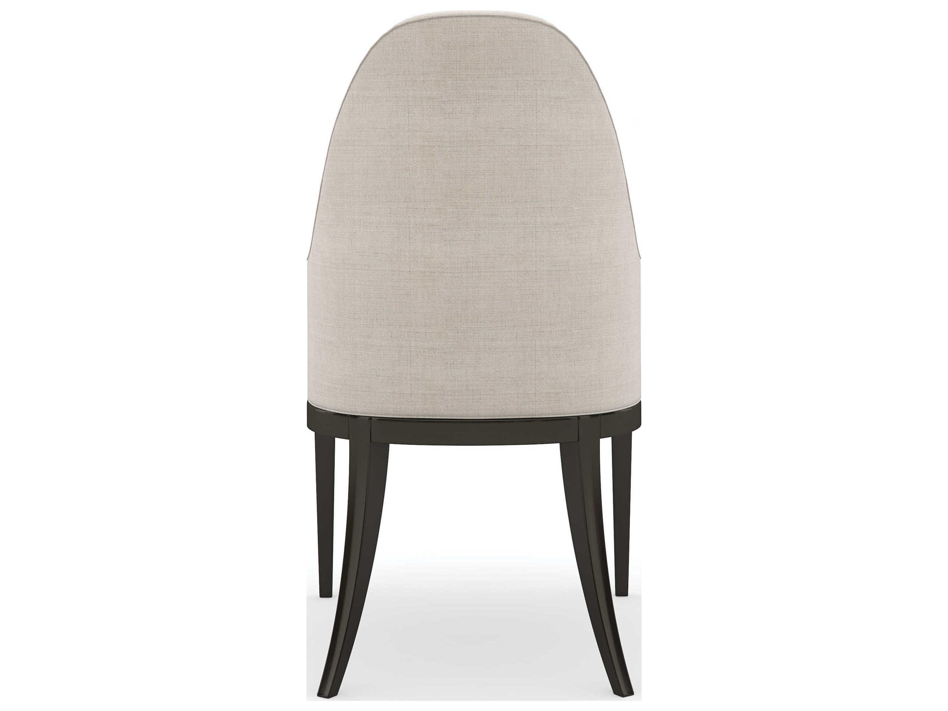 Caracole Classic Natural Choice Fabric Birch Wood Brown Upholstered Arm Dining Chair