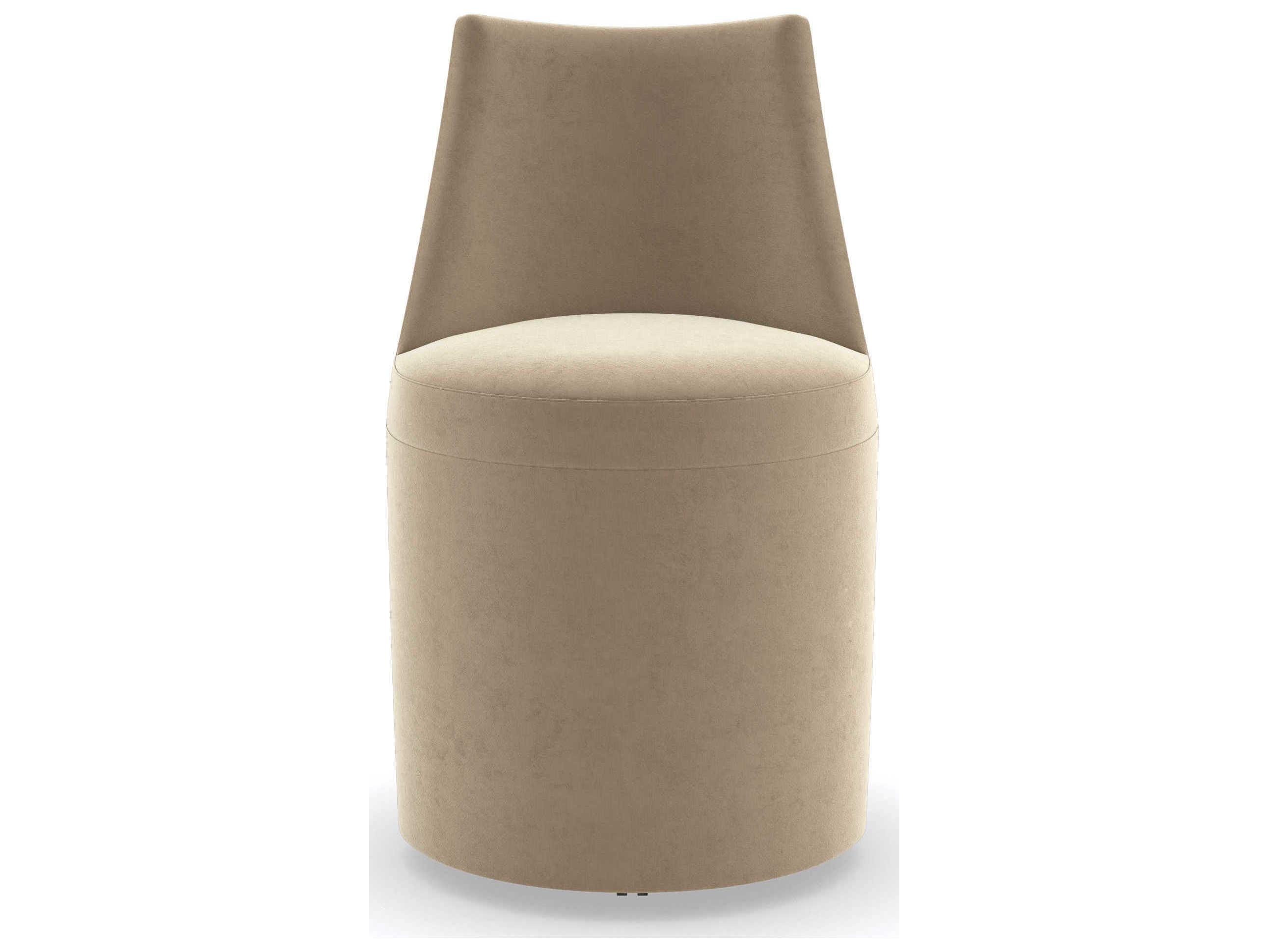 Caracole Classic Barrel Roll Beige Upholstered Side Dining Chair