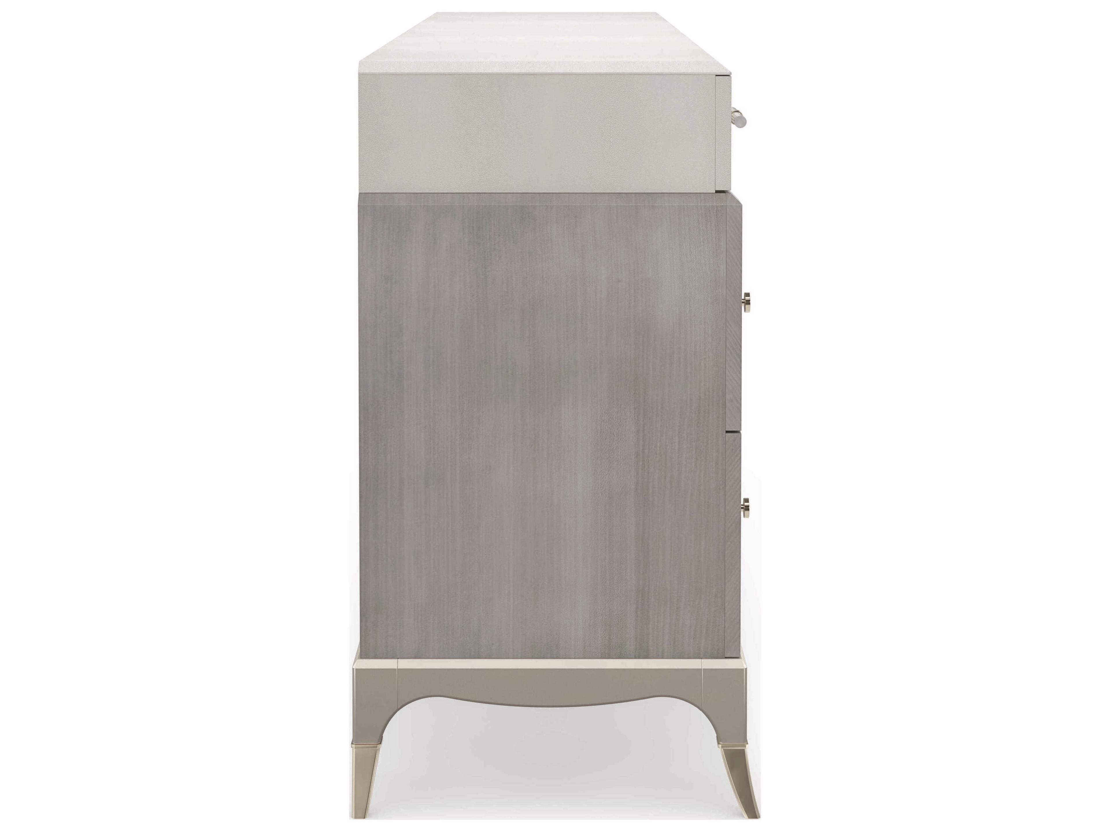 Caracole Classic Tempo 7-Drawers Gray Birch Wood Double Dresser