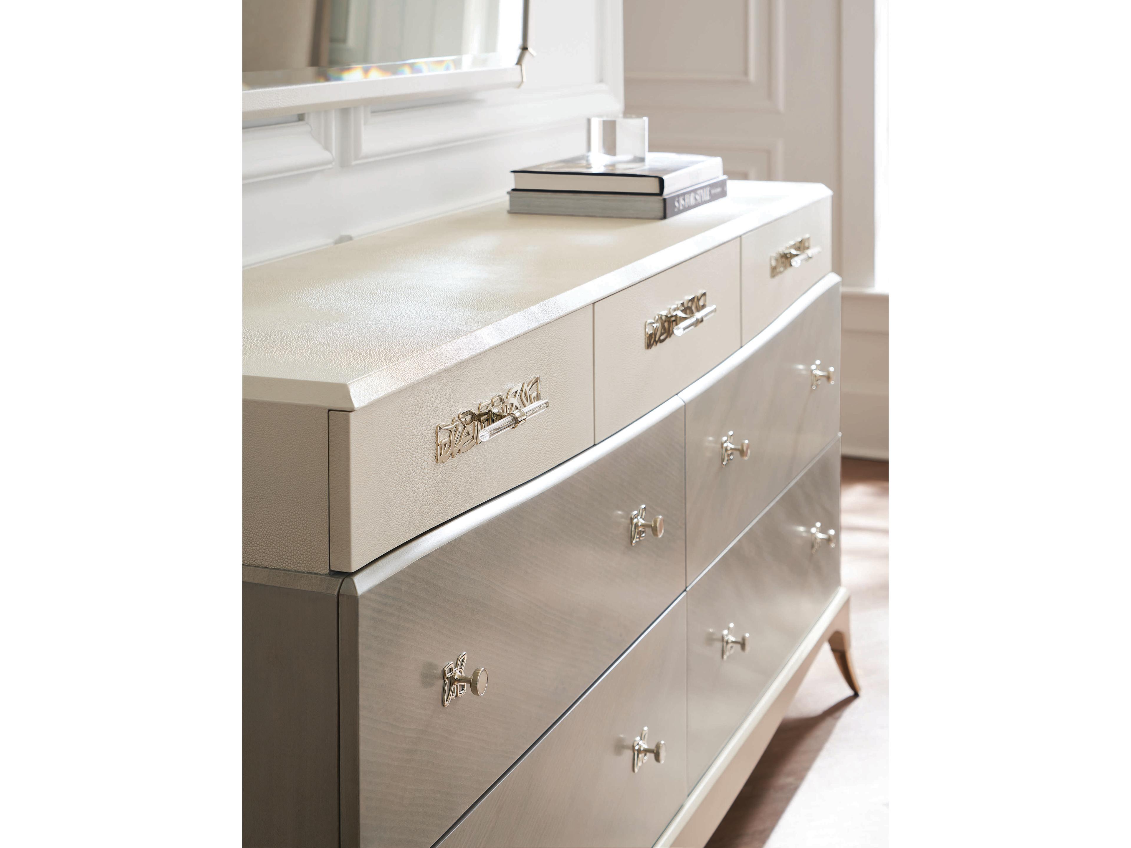 Caracole Classic Tempo 7-Drawers Gray Birch Wood Double Dresser
