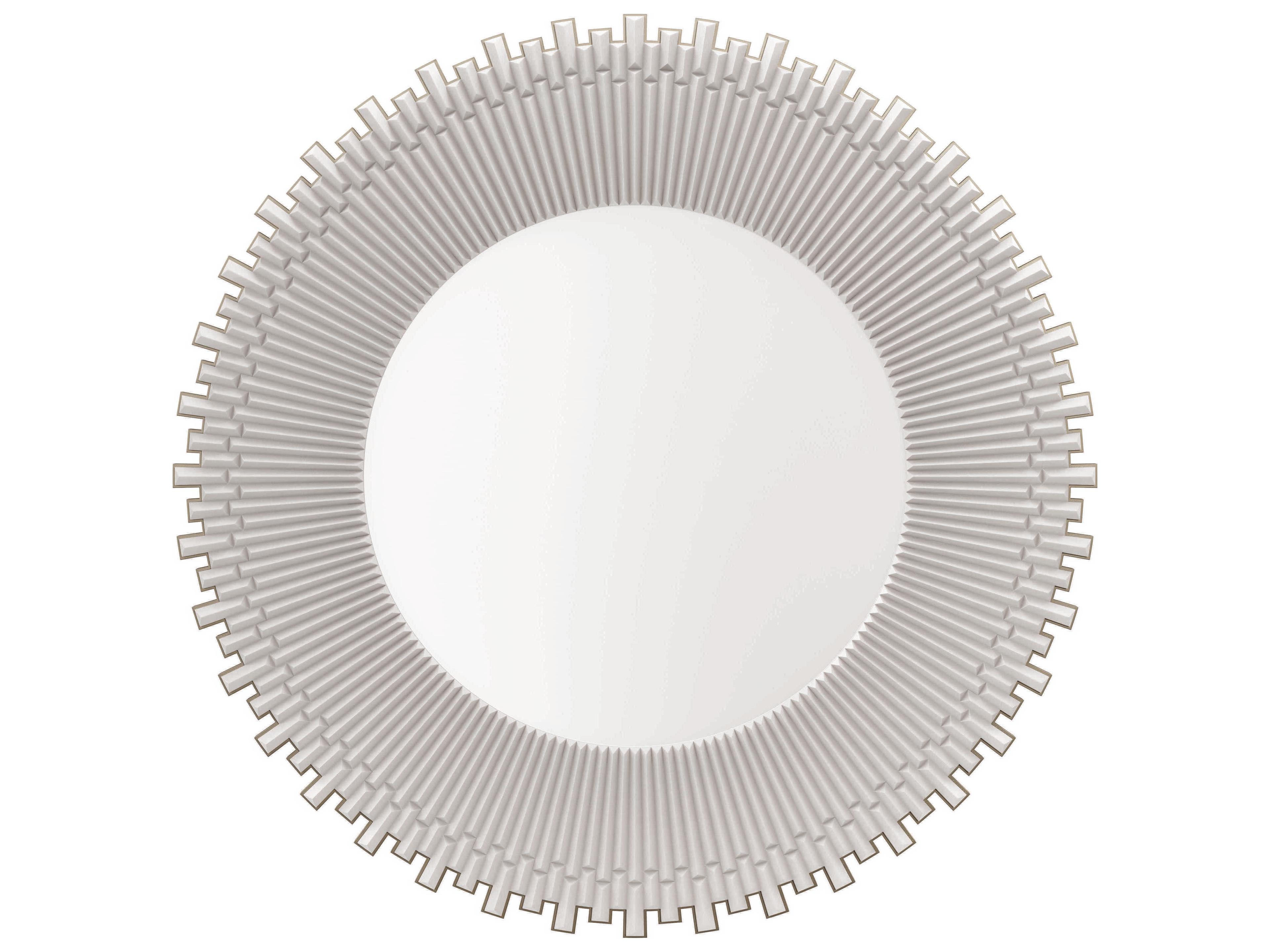 Caracole Classic Almond Milk / Charcoal Leaf Round Helios Wall Mirror