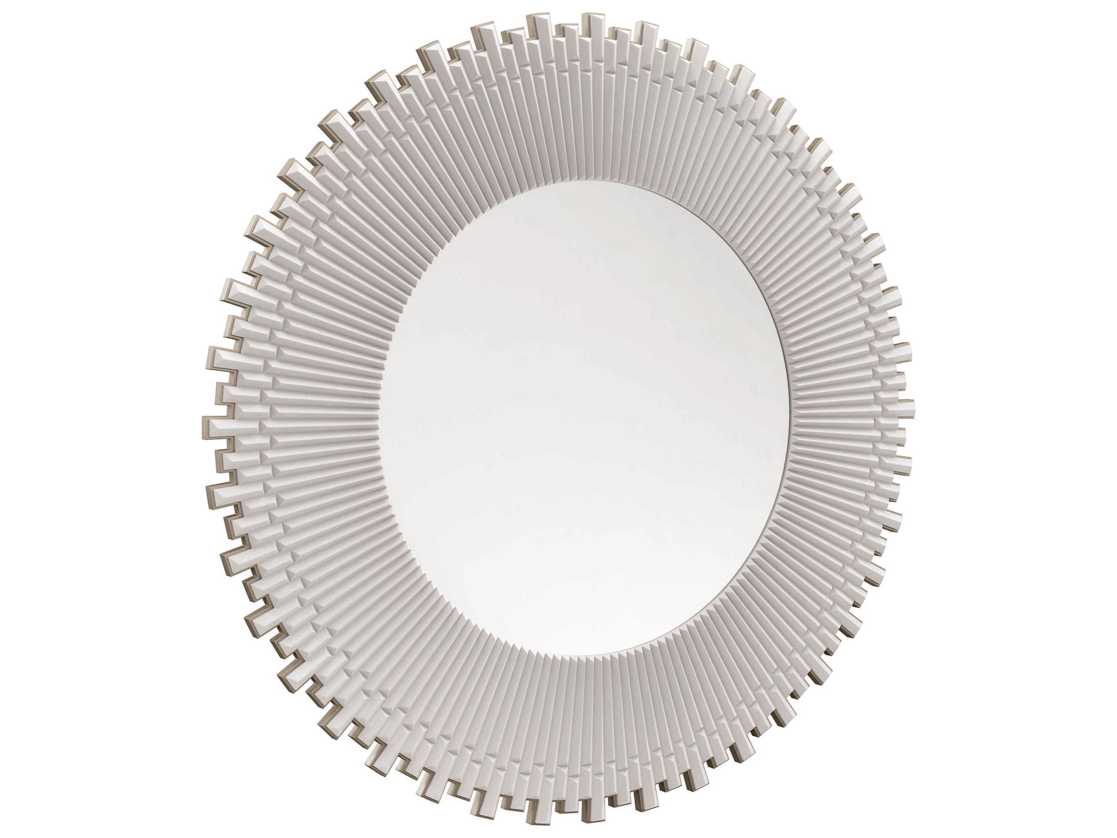 Caracole Classic Almond Milk / Charcoal Leaf Round Helios Wall Mirror