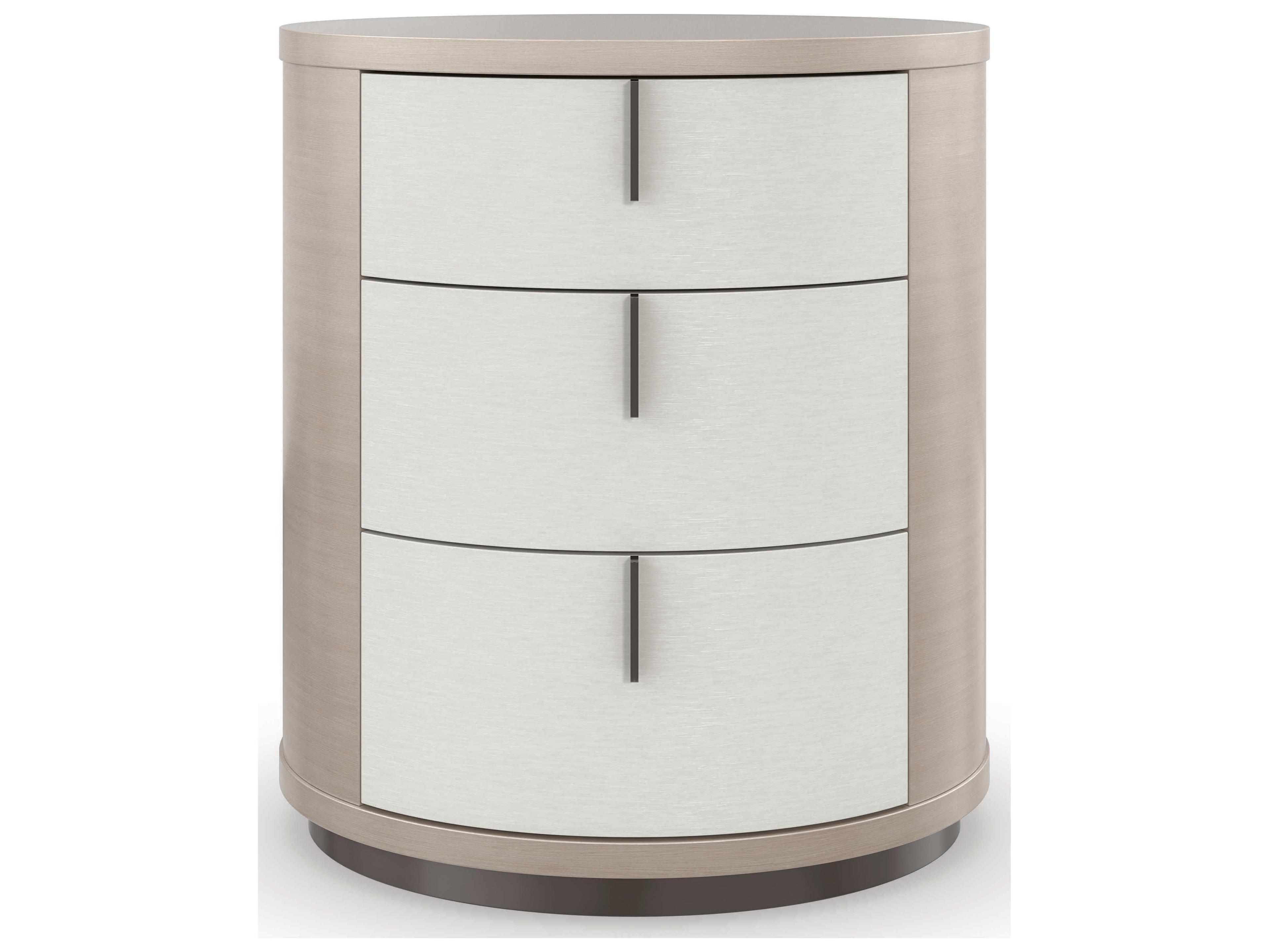 Caracole Classic Wandering 3-Drawers Beige Birch Wood Nightstand