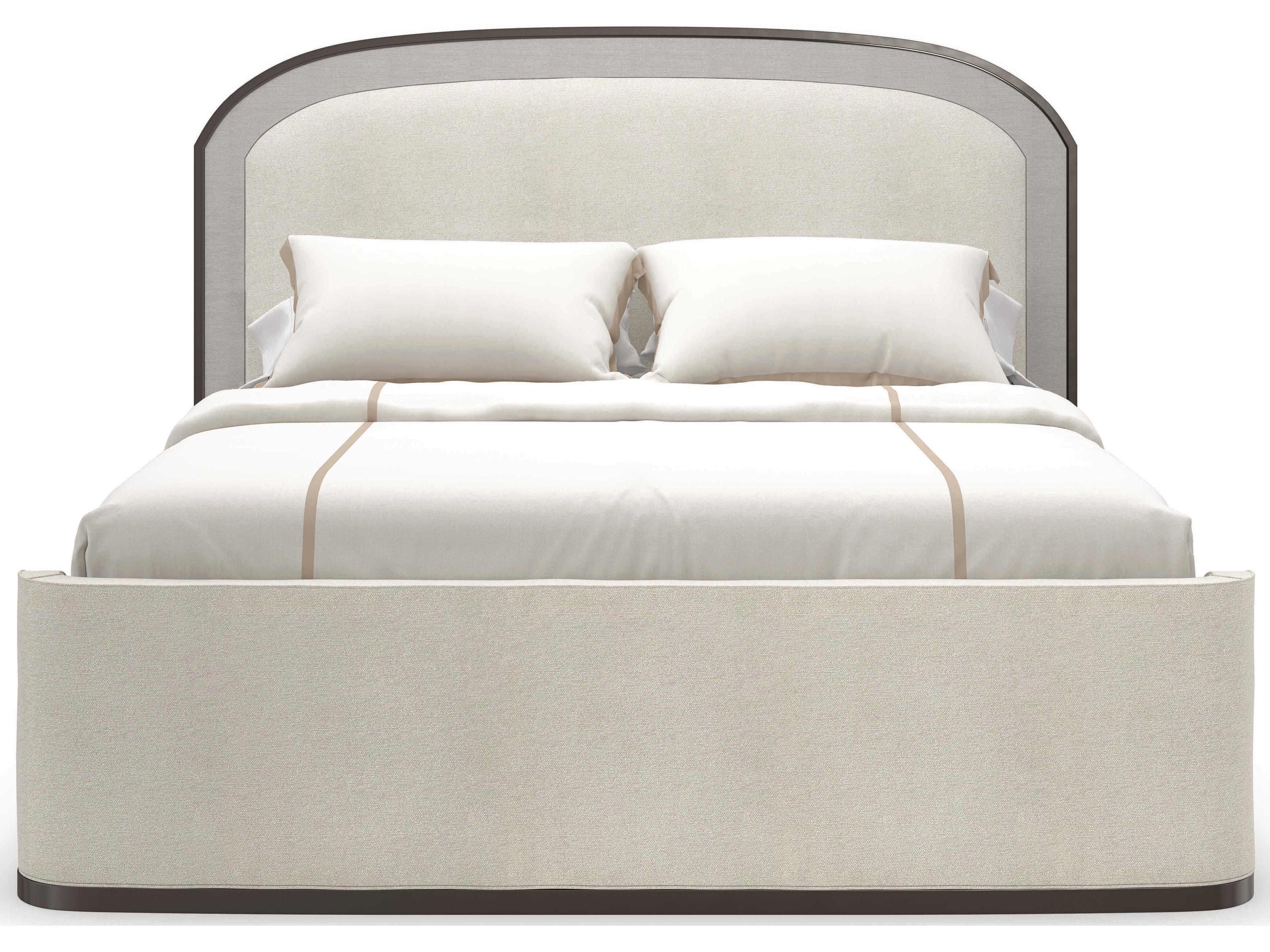 Caracole Classic Wanderlust Beige Birch Wood Upholstered King Panel Bed