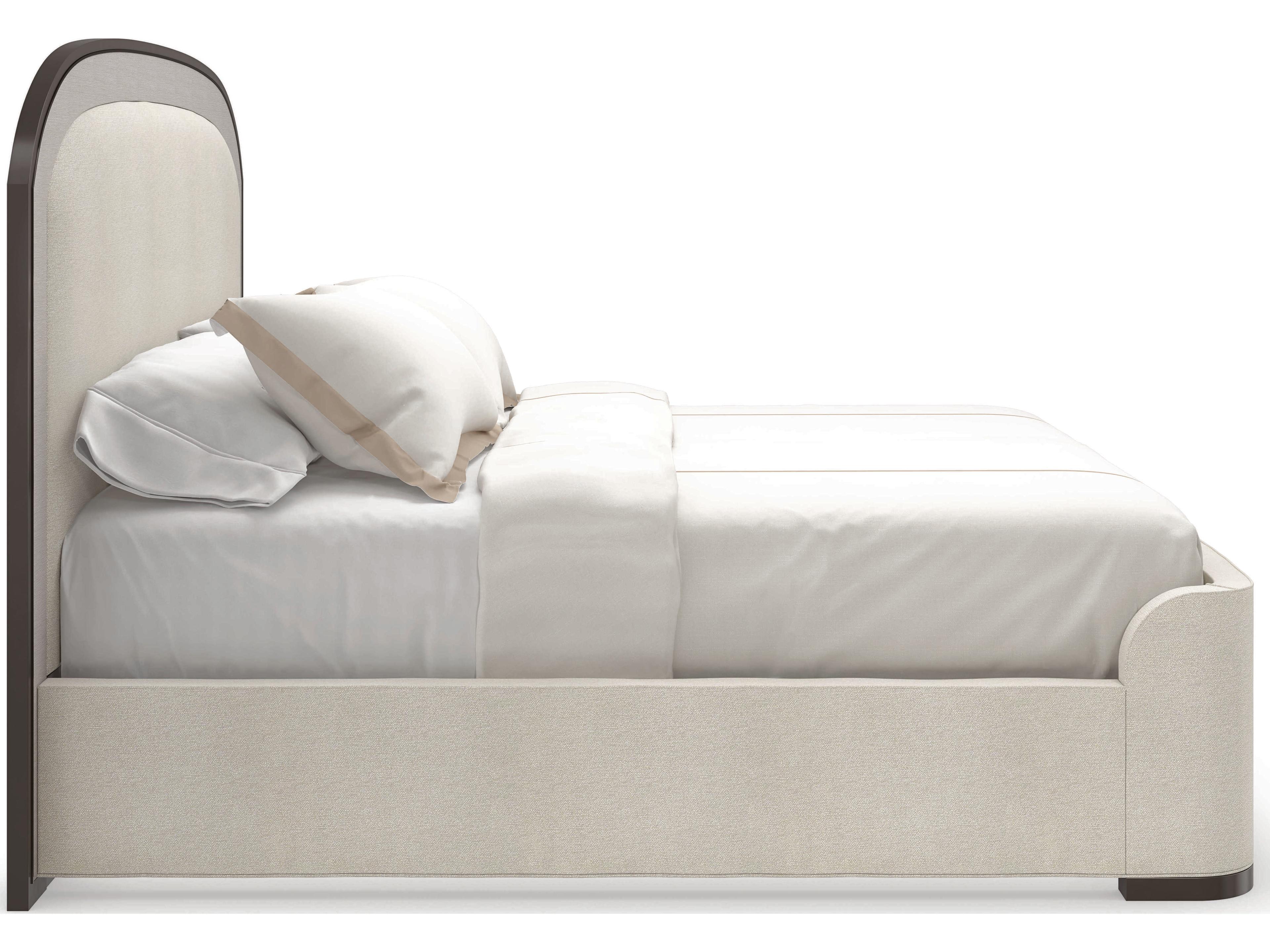 Caracole Classic Wanderlust Beige Birch Wood Upholstered King Panel Bed