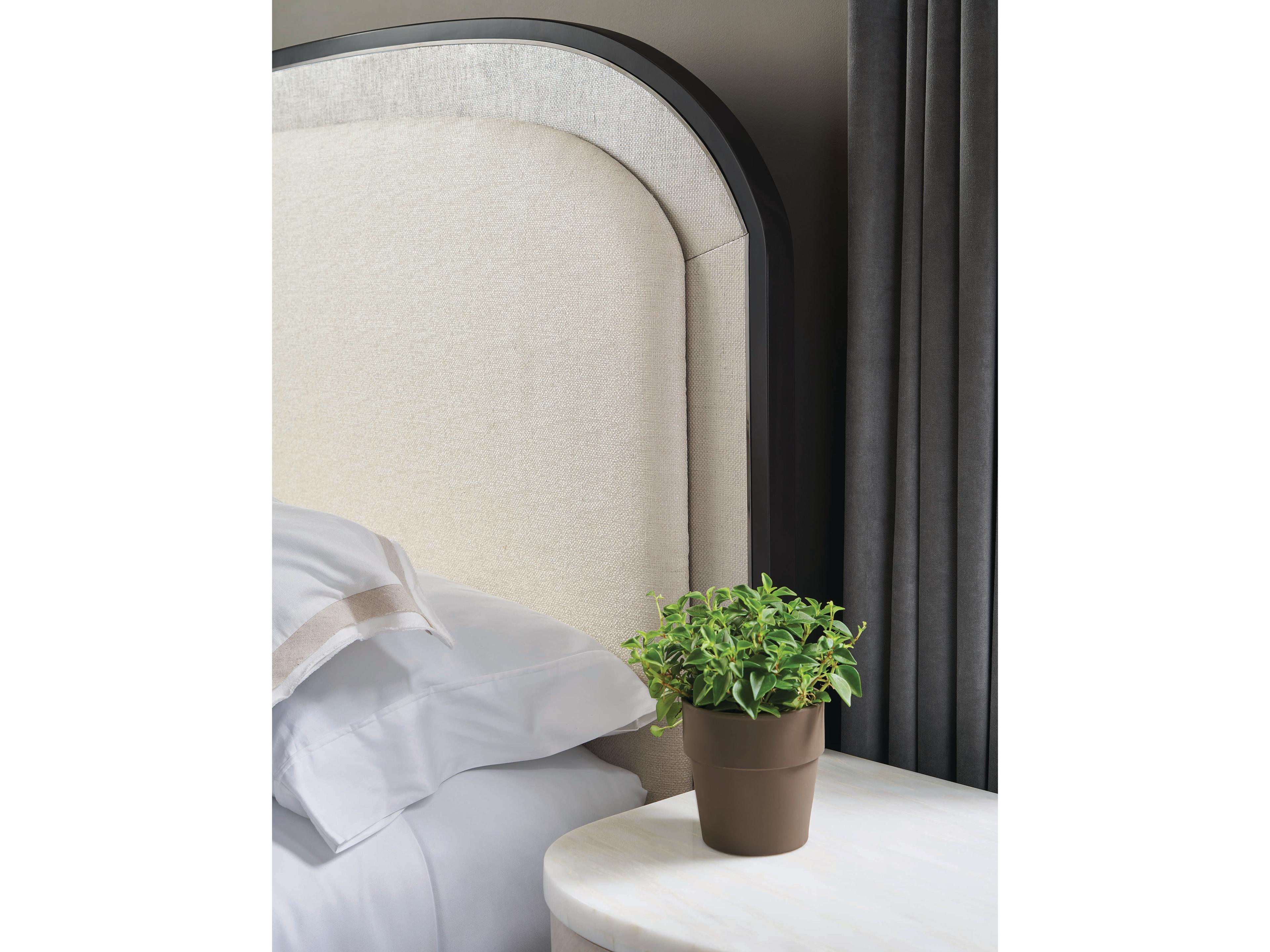 Caracole Classic Wanderlust Beige Birch Wood Upholstered King Panel Bed