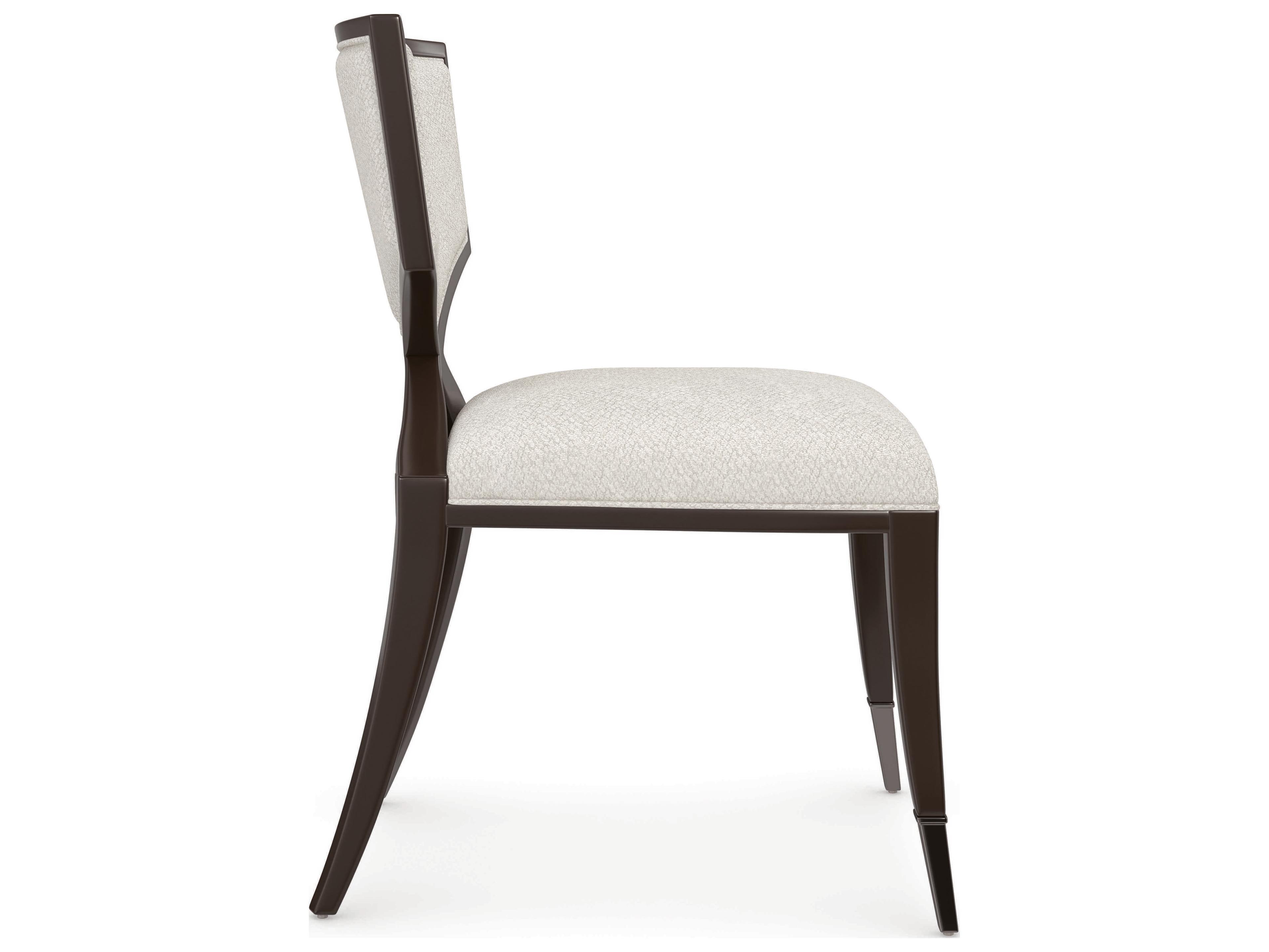 Caracole Classic First Chair Birch Wood Beige Upholstered Side Dining Chair