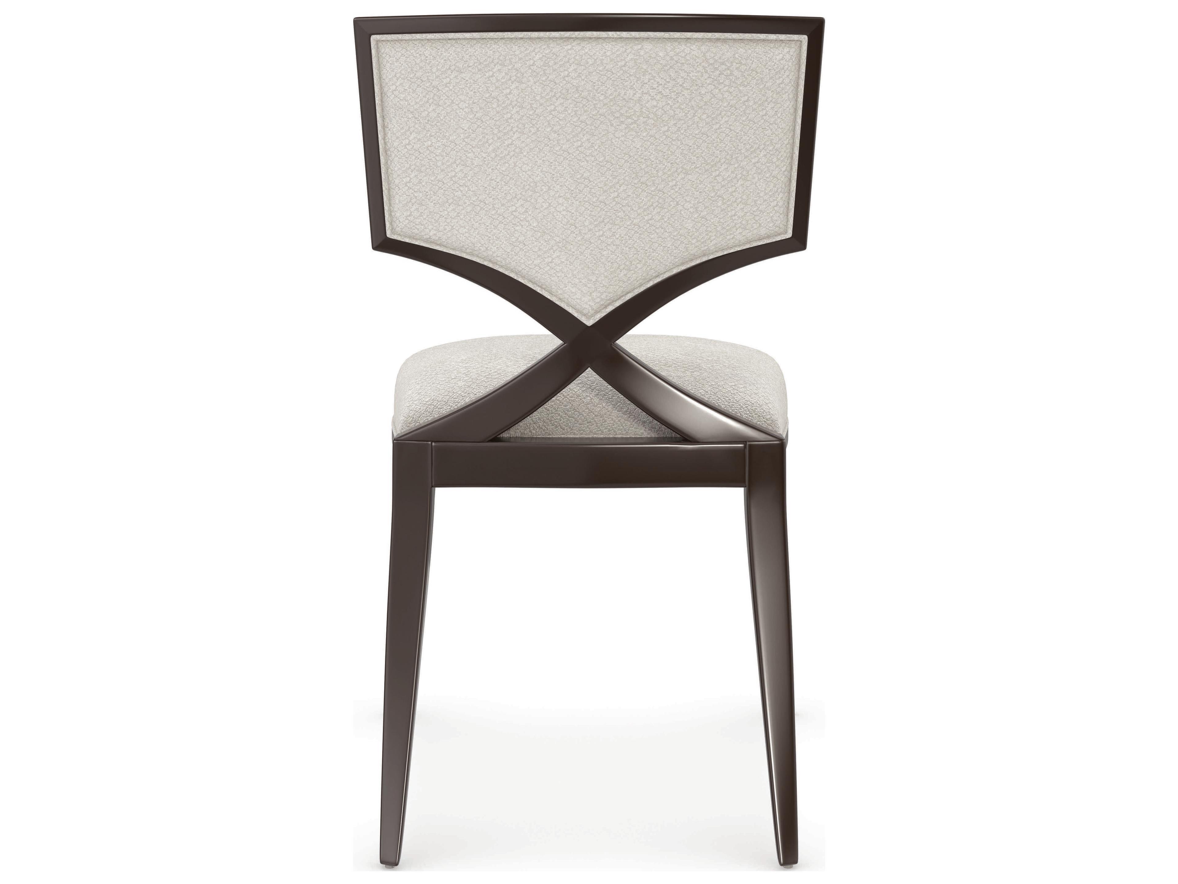 Caracole Classic First Chair Birch Wood Beige Upholstered Side Dining Chair
