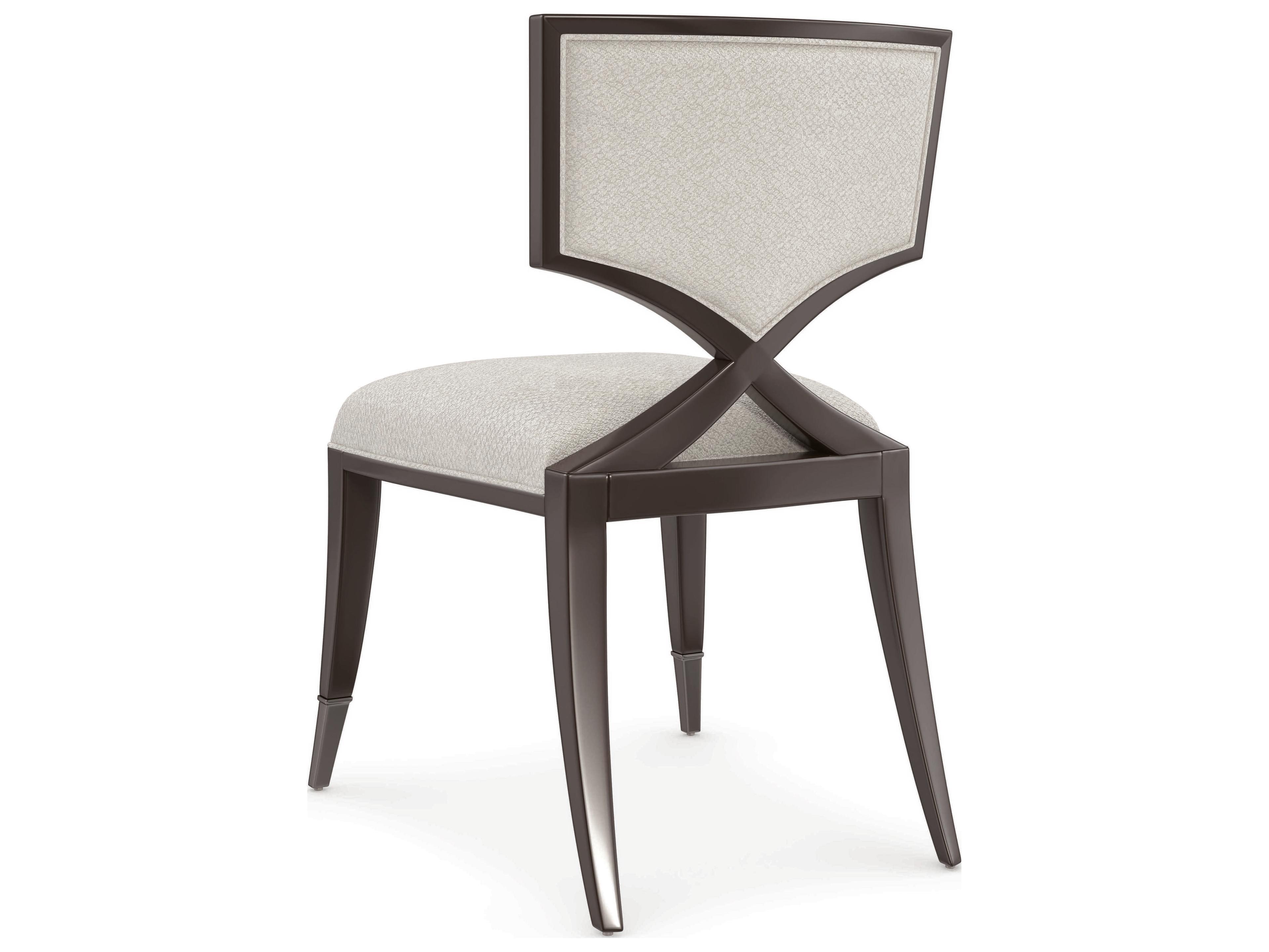 Caracole Classic First Chair Birch Wood Beige Upholstered Side Dining Chair