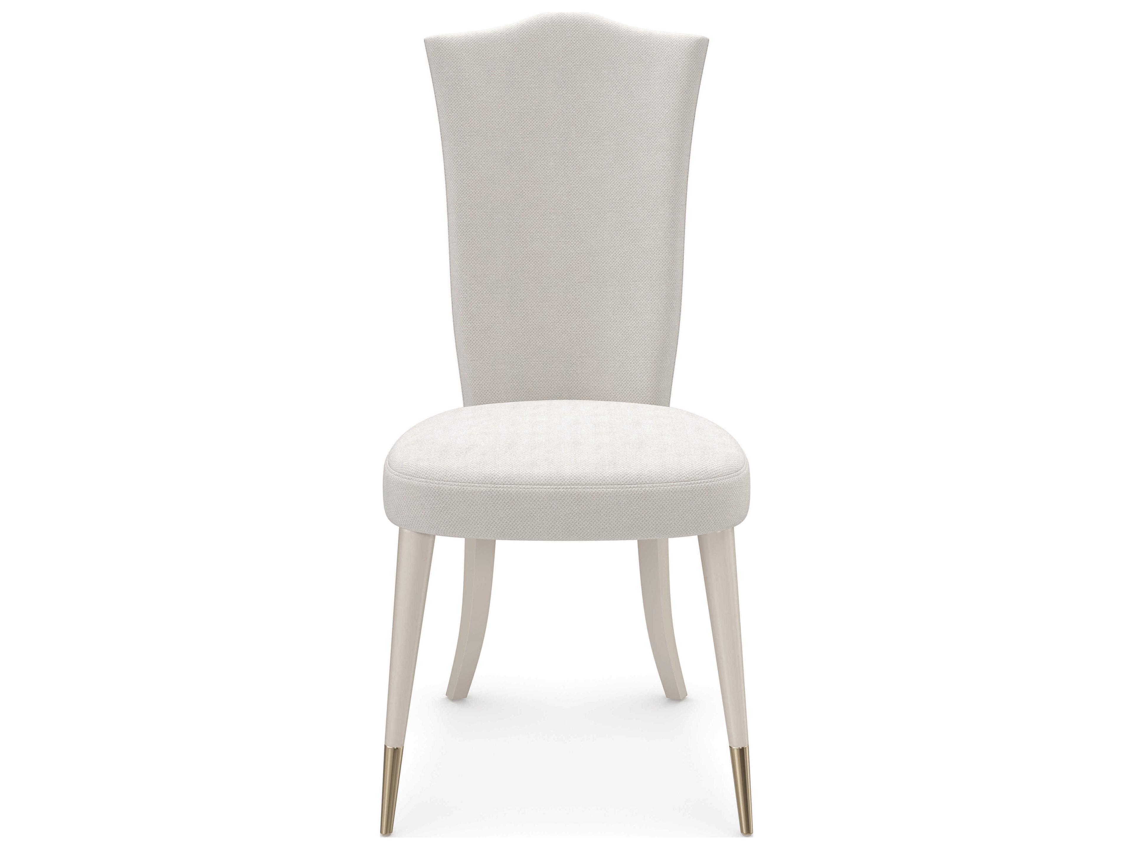 Caracole Classic Cherub Birch Wood White Upholstered Side Dining Chair