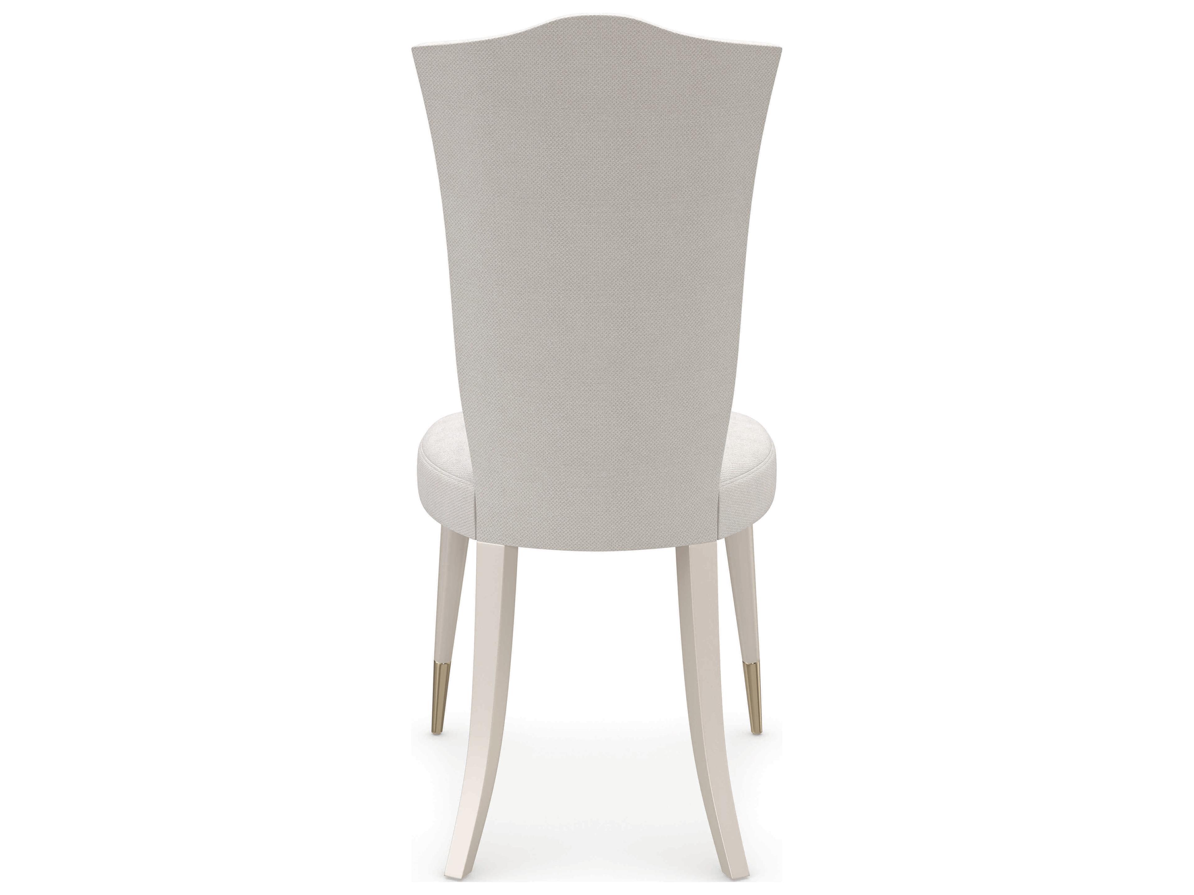 Caracole Classic Cherub Birch Wood White Upholstered Side Dining Chair