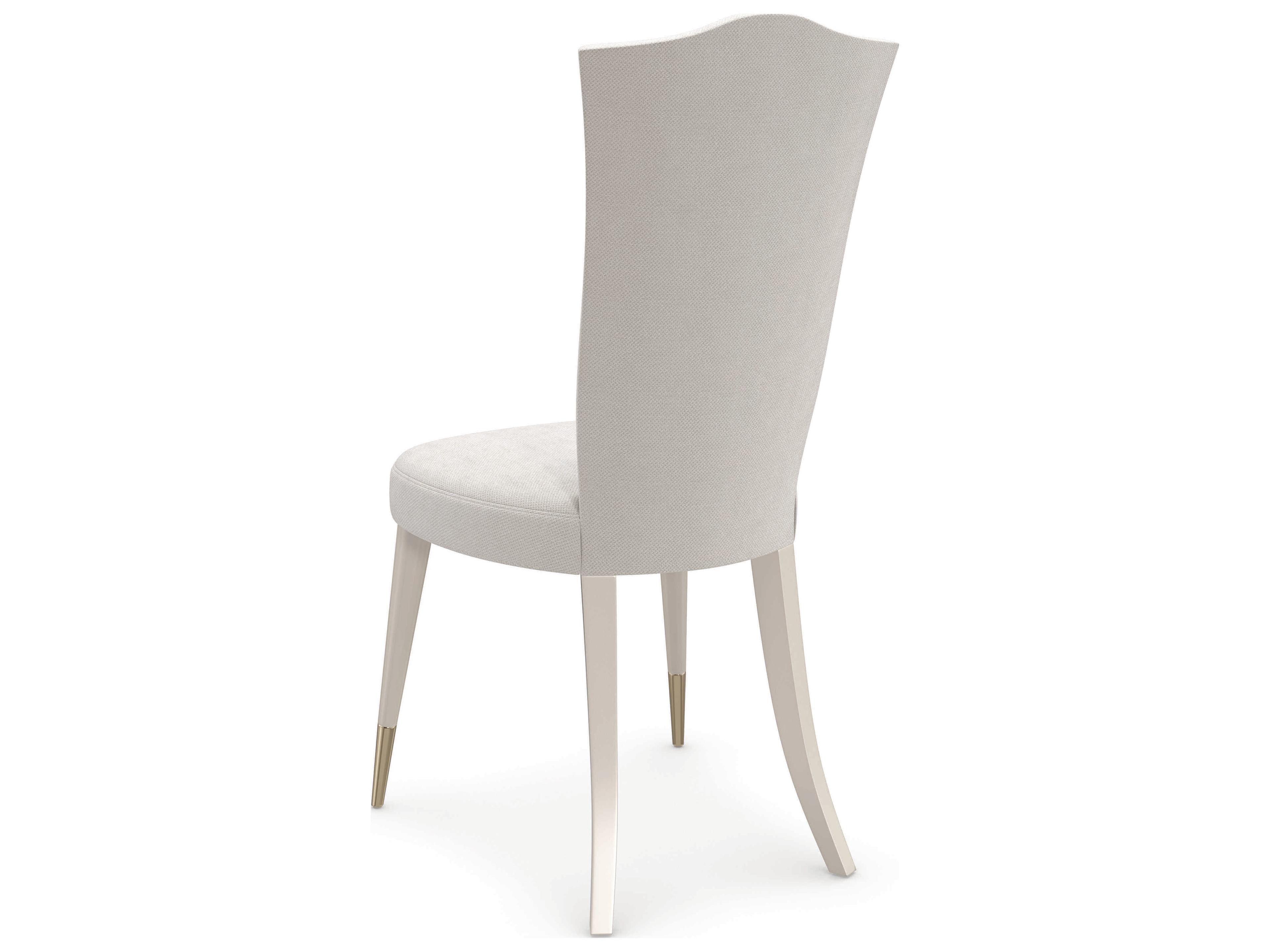 Caracole Classic Cherub Birch Wood White Upholstered Side Dining Chair