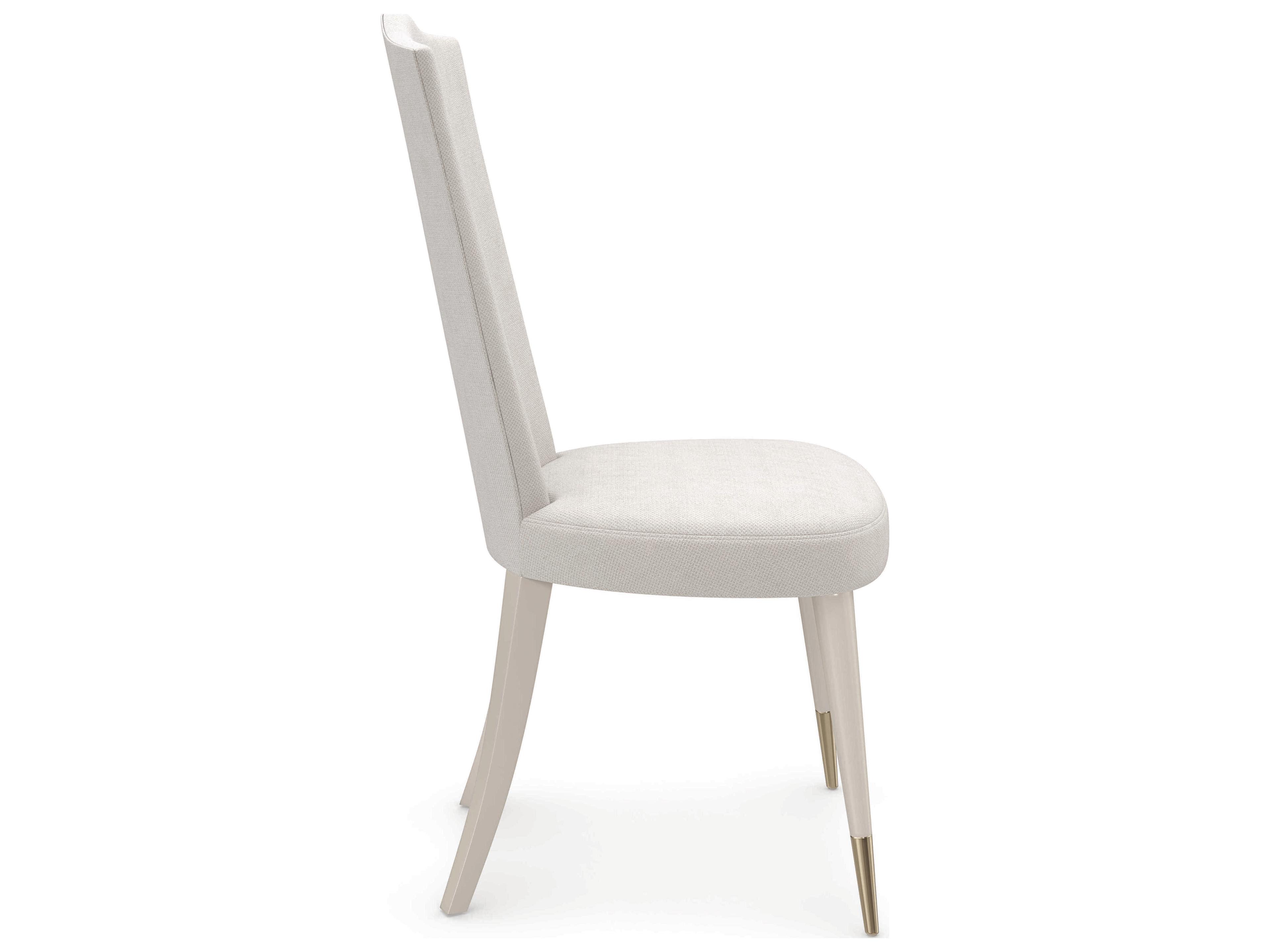 Caracole Classic Cherub Birch Wood White Upholstered Side Dining Chair