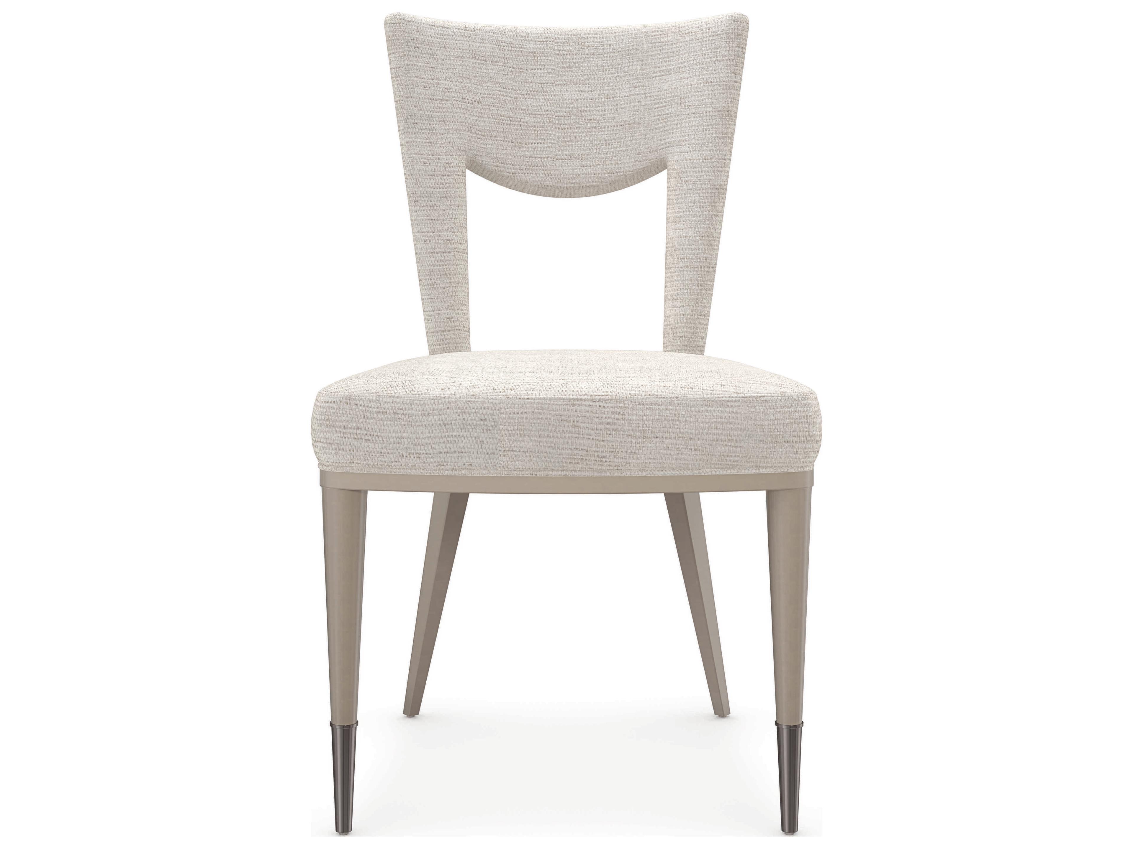 Caracole Classic Strata Birch Wood White Upholstered Side Dining Chair