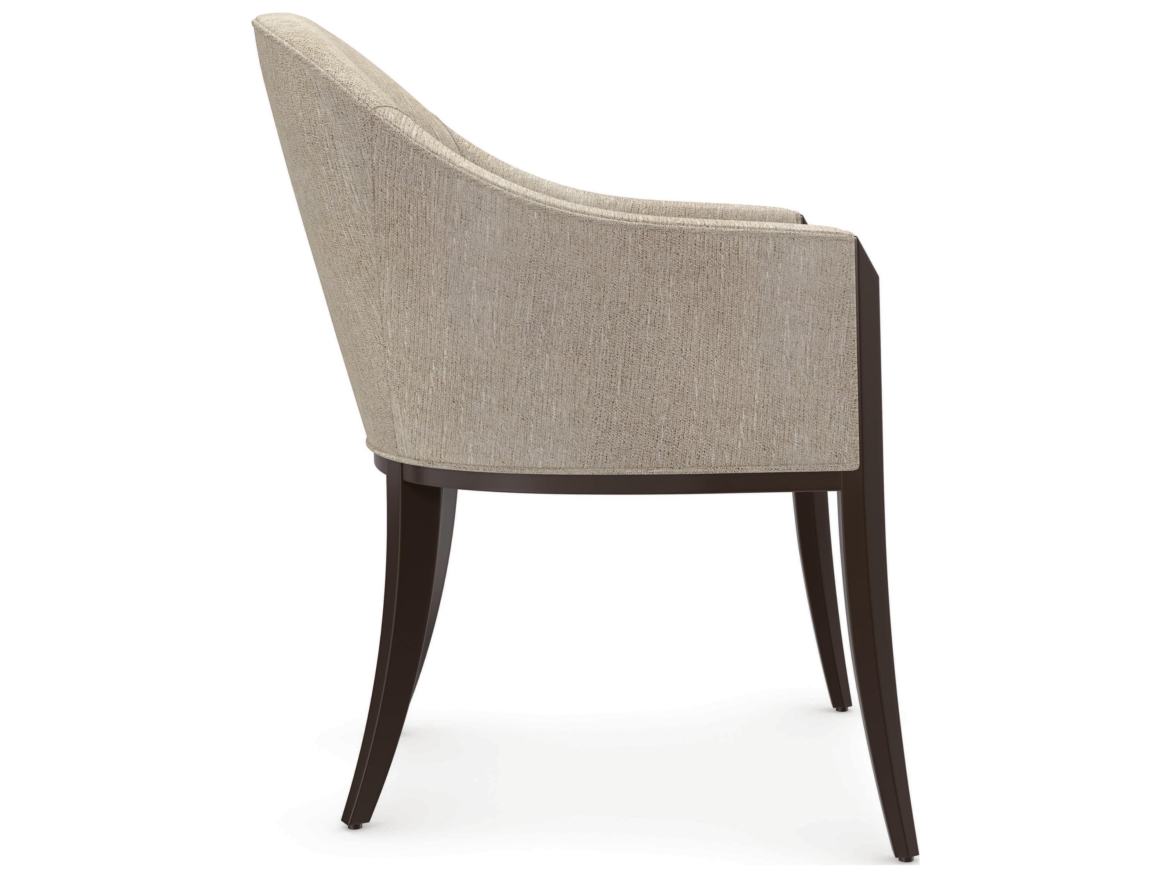 Caracole Classic Next Course Birch Wood Beige Upholstered Arm Dining Chair