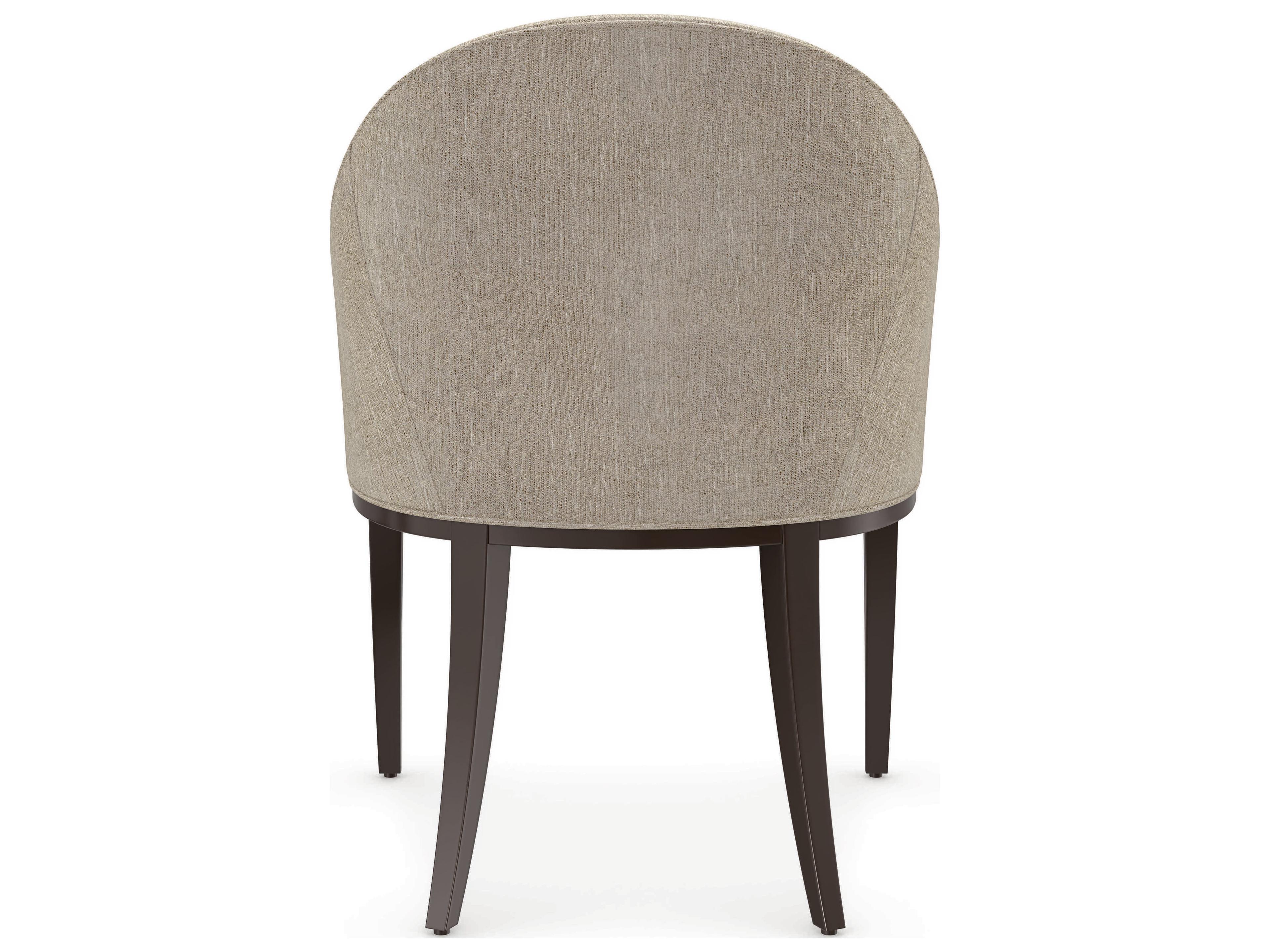 Caracole Classic Next Course Birch Wood Beige Upholstered Arm Dining Chair