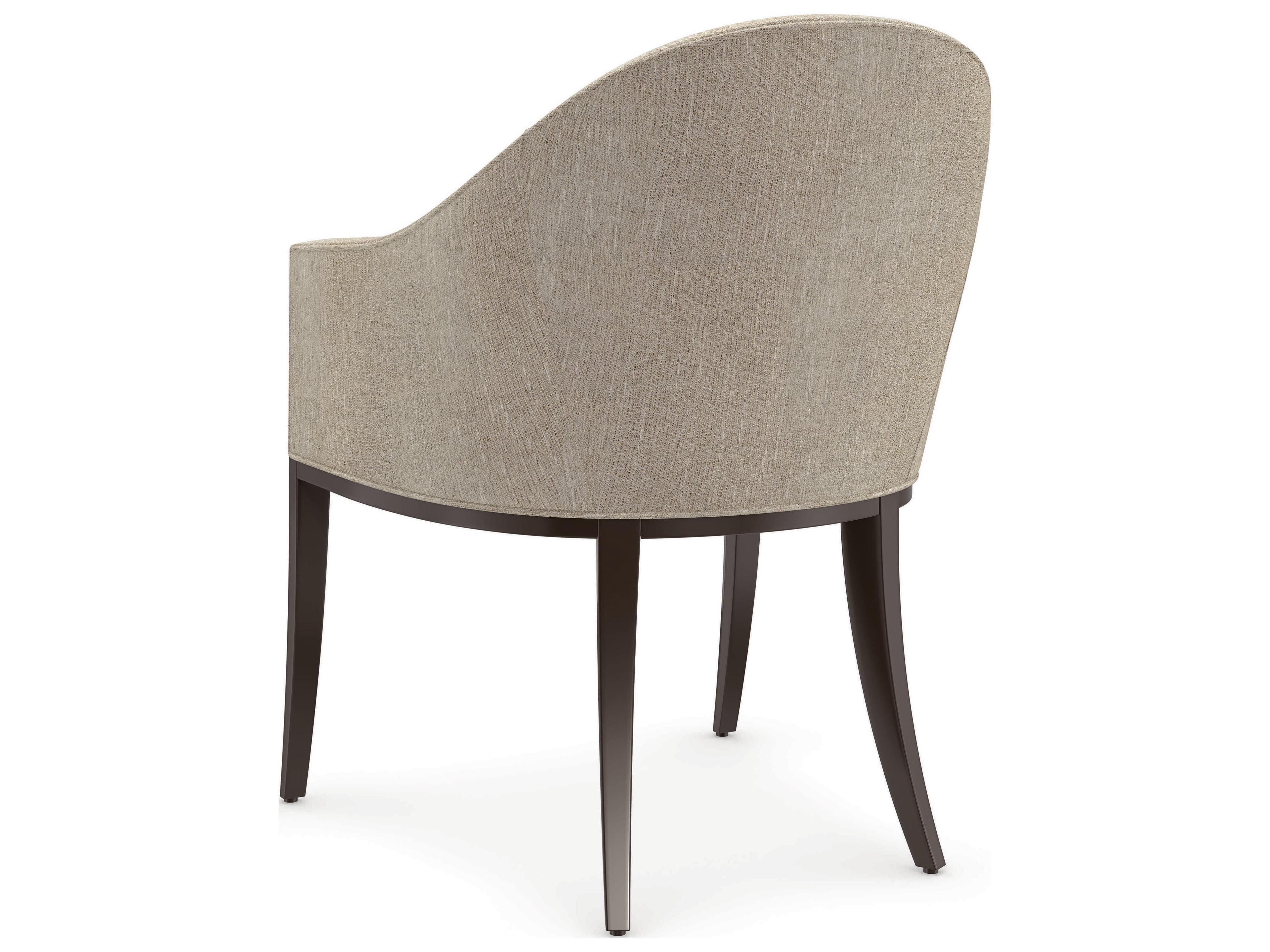 Caracole Classic Next Course Birch Wood Beige Upholstered Arm Dining Chair