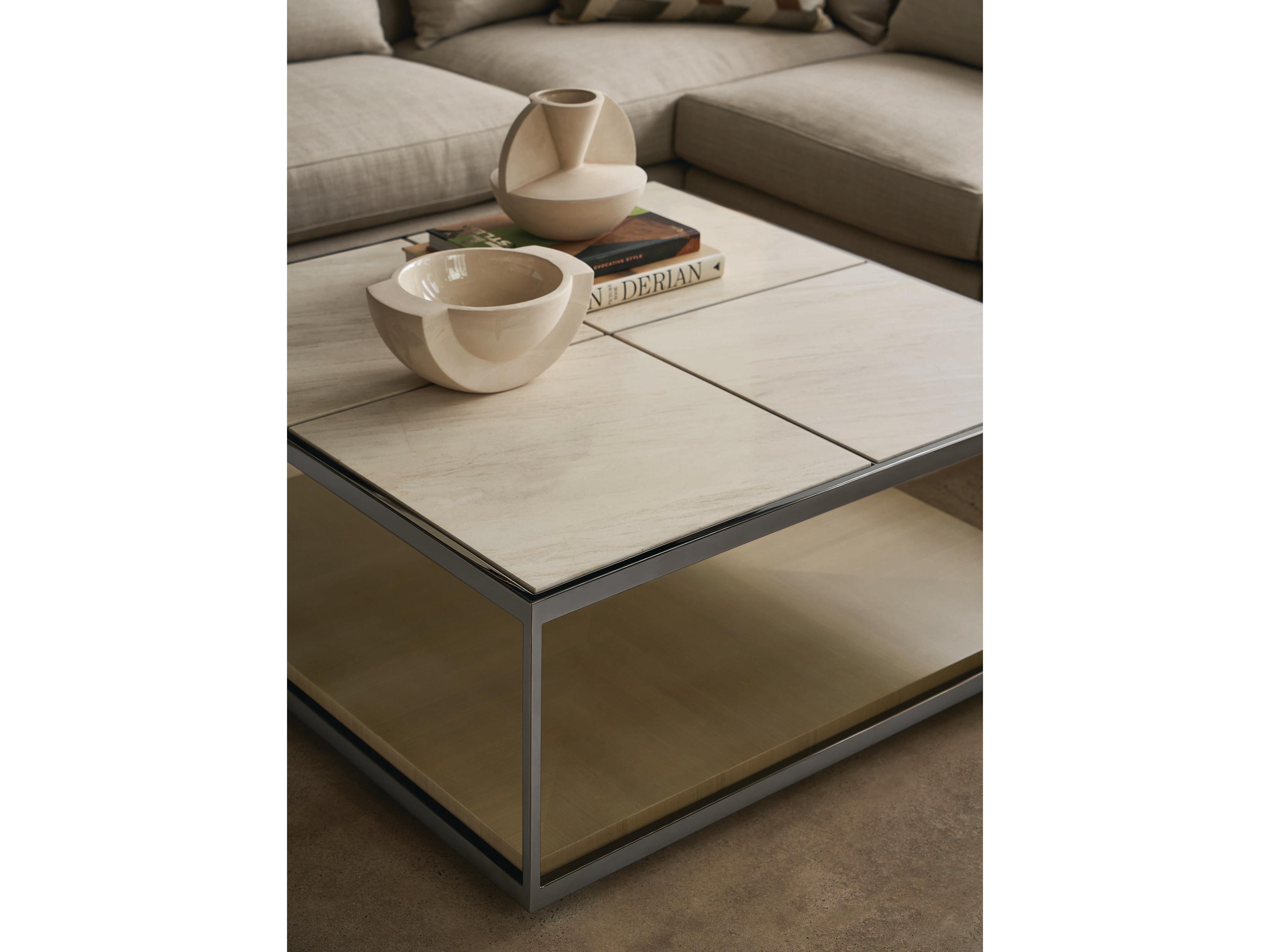 Caracole Classic Cartesin Square Stone Deep Bronze Woodland Grey Coffee Table