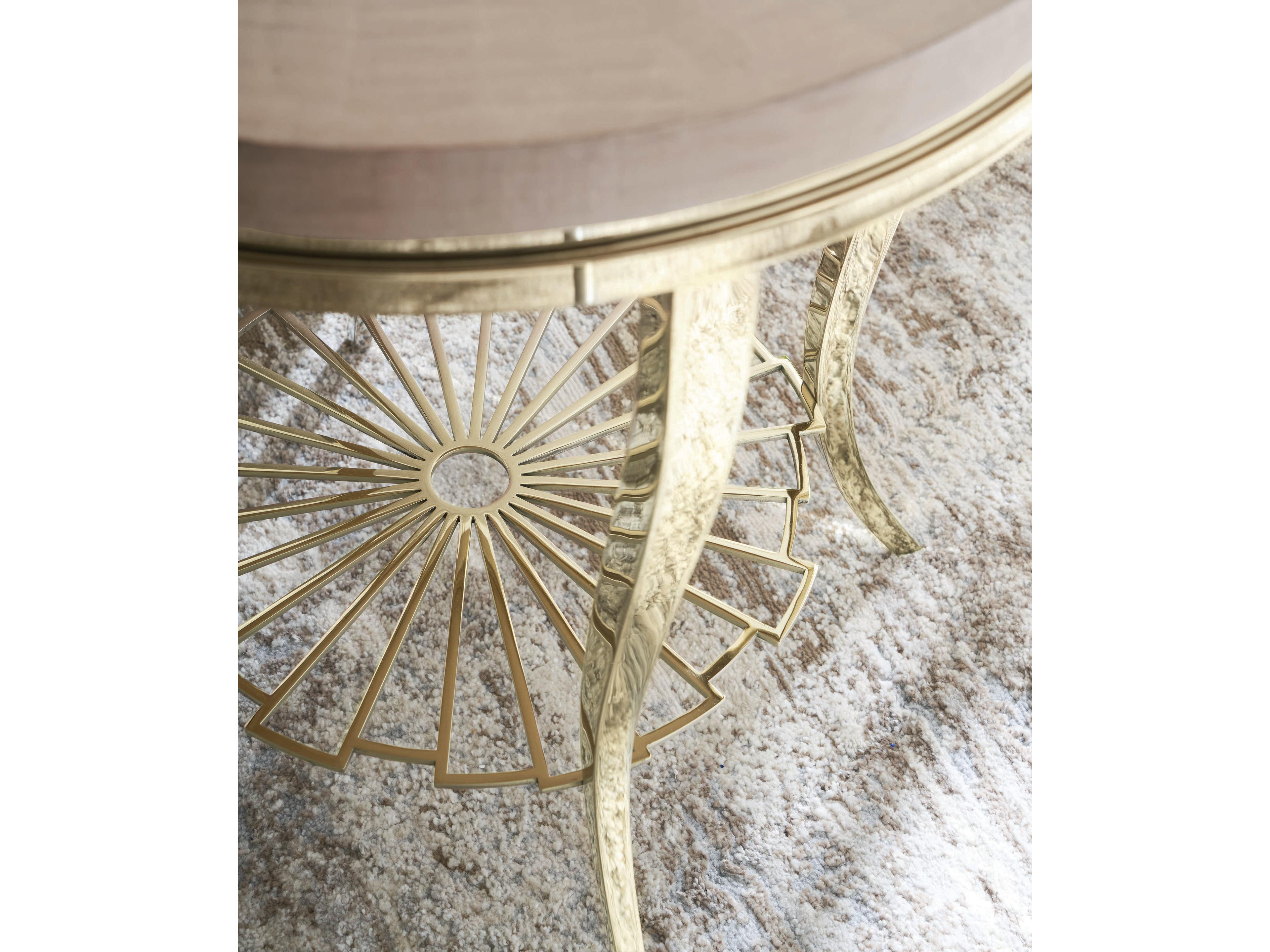 Caracole Classic Plie Round Wood Chinchilla Whisper Of Gold End Table