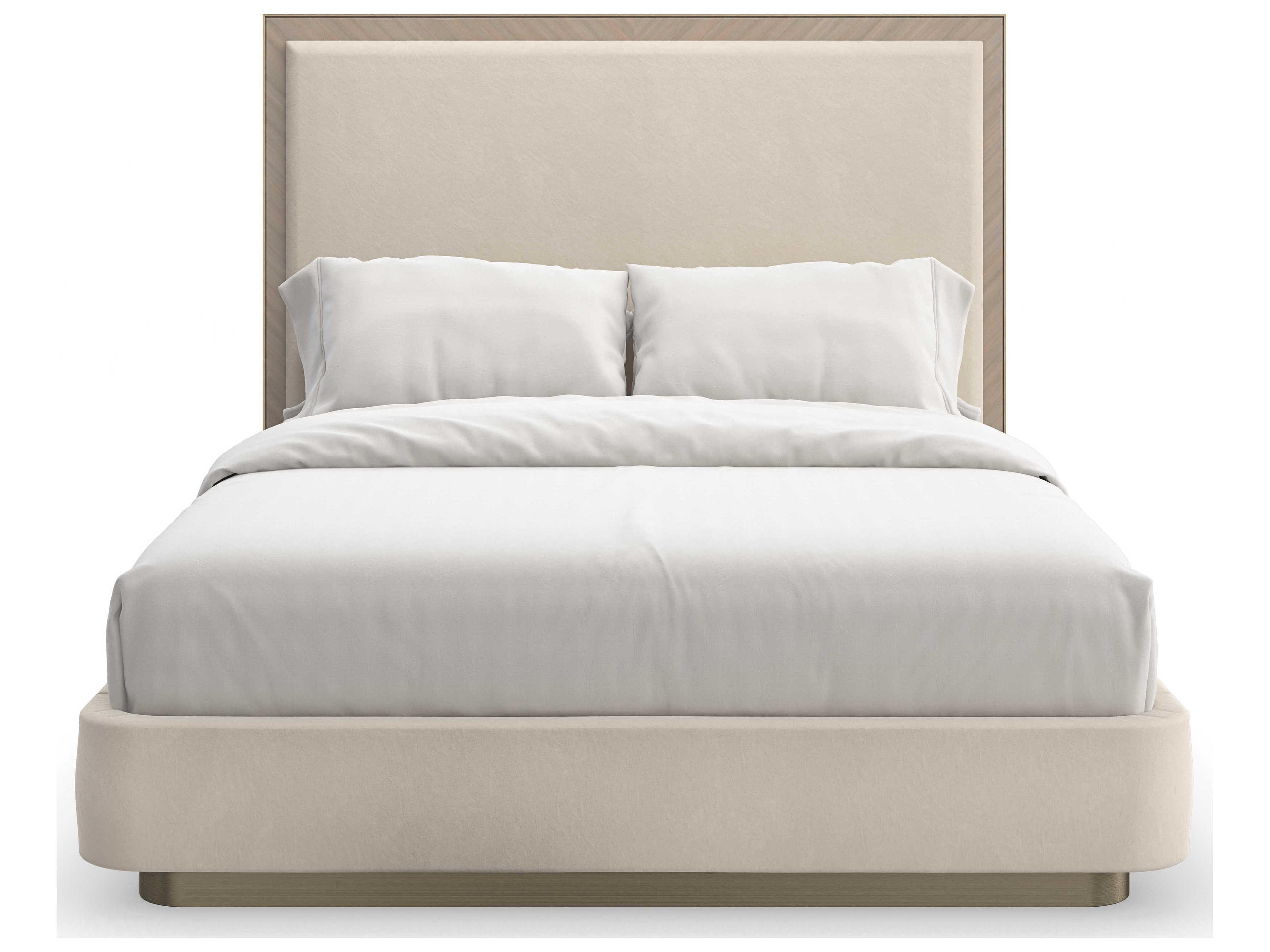 Caracole Classic Anthology Dry Martini White Beech Wood Upholstered Queen Platform Bed