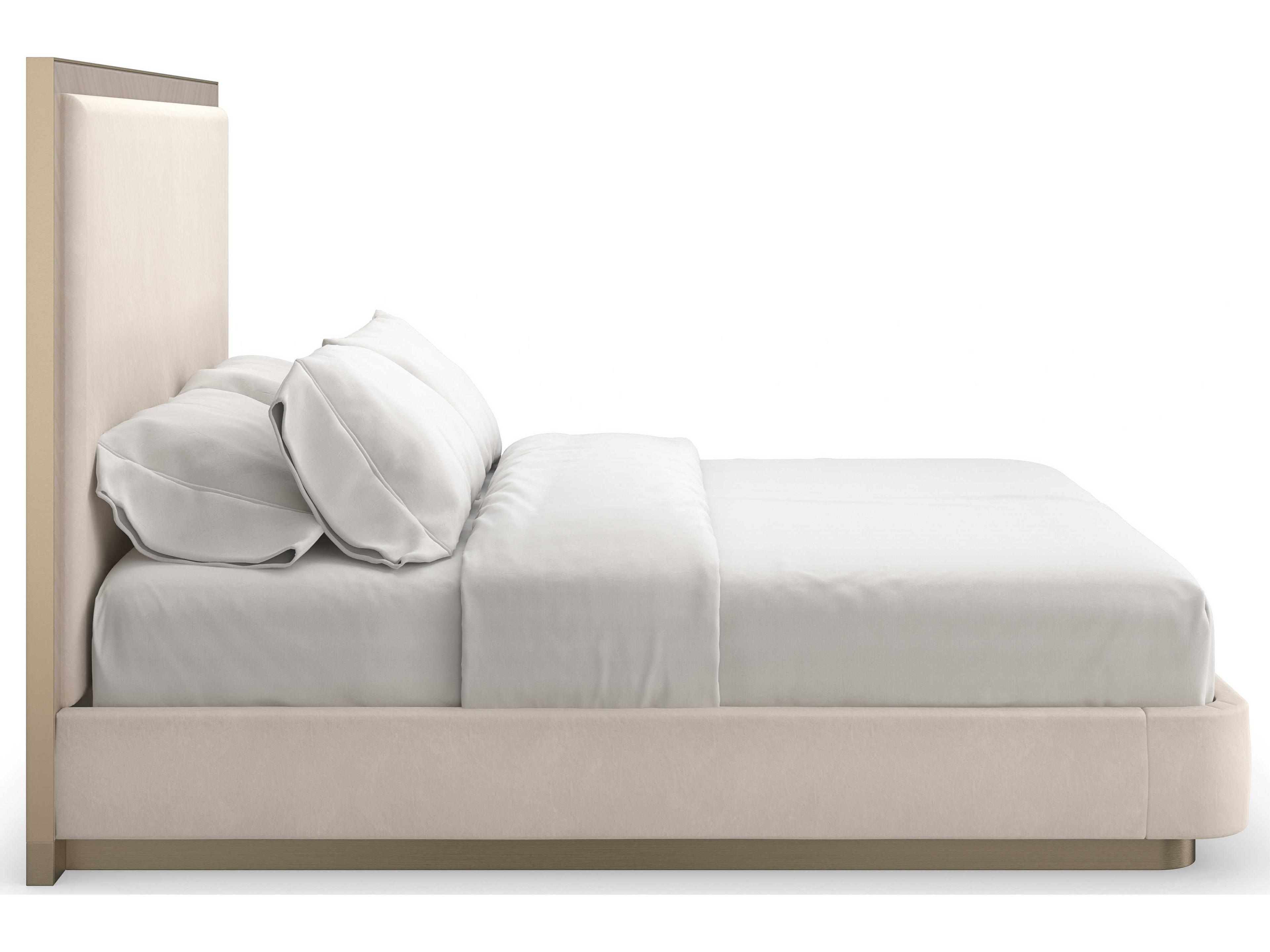 Caracole Classic Anthology Dry Martini White Beech Wood Upholstered Queen Platform Bed