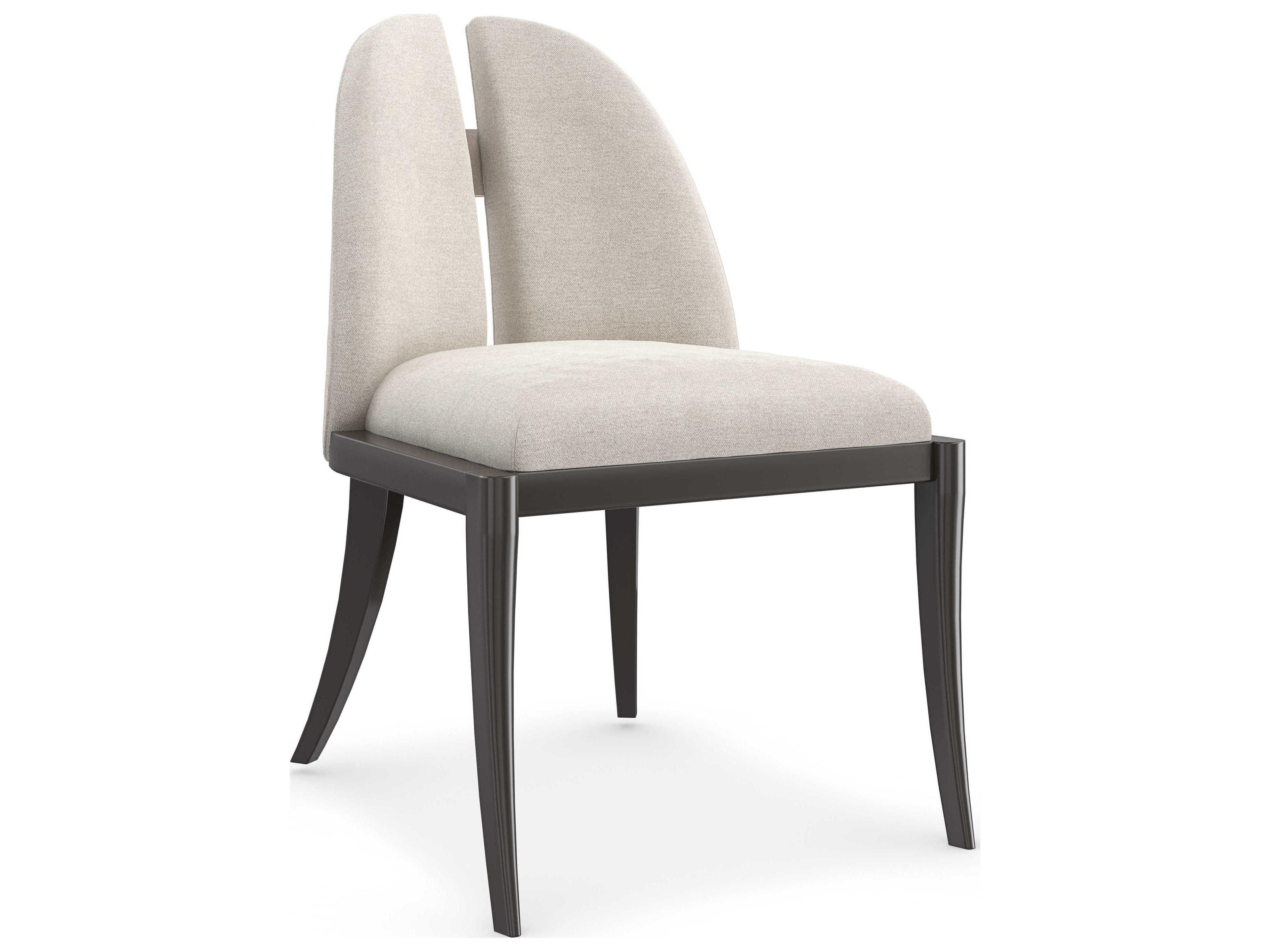 Caracole Classic Cameo Beech Wood Beige Upholstered Side Dining Chair