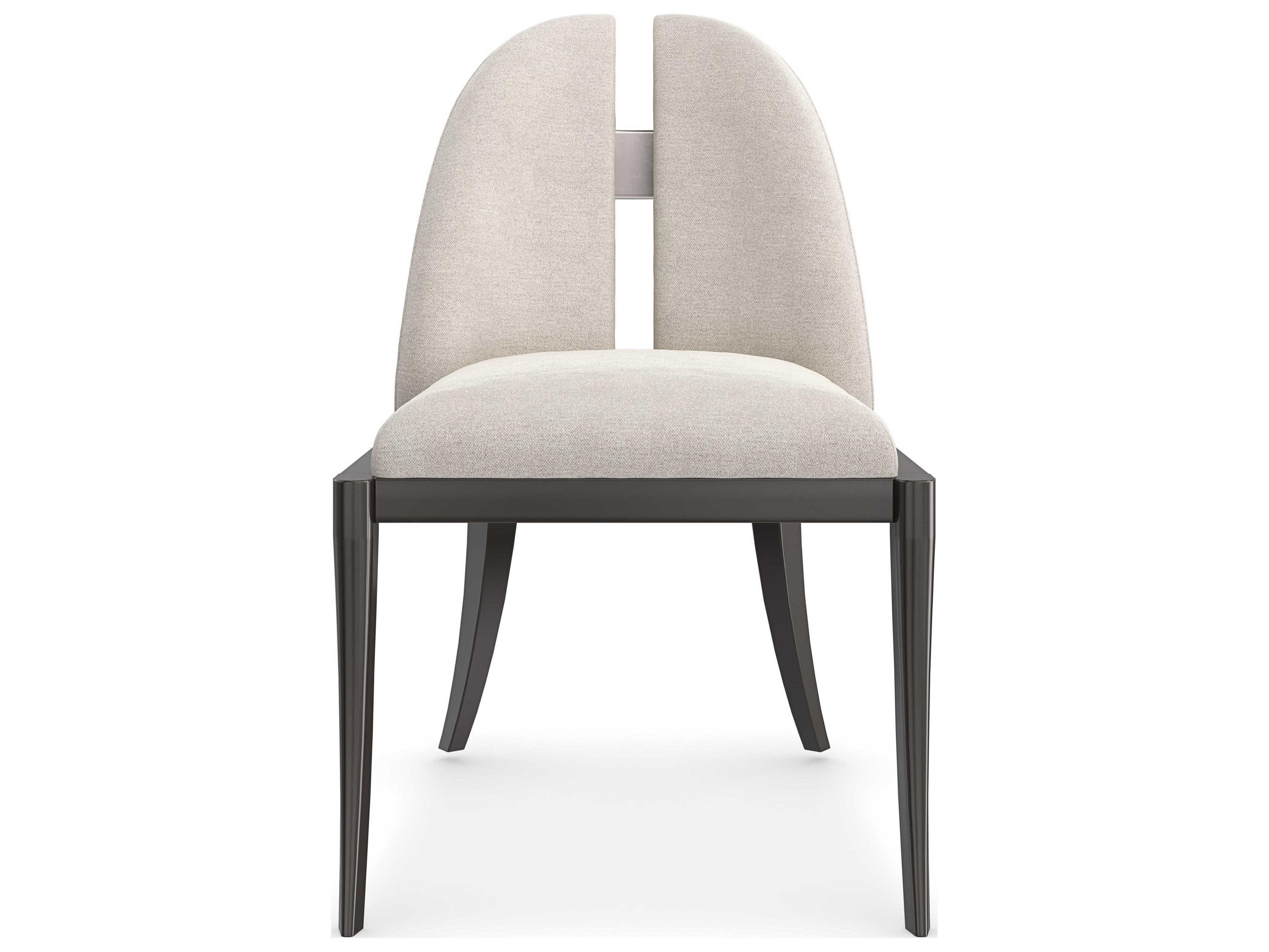 Caracole Classic Cameo Beech Wood Beige Upholstered Side Dining Chair