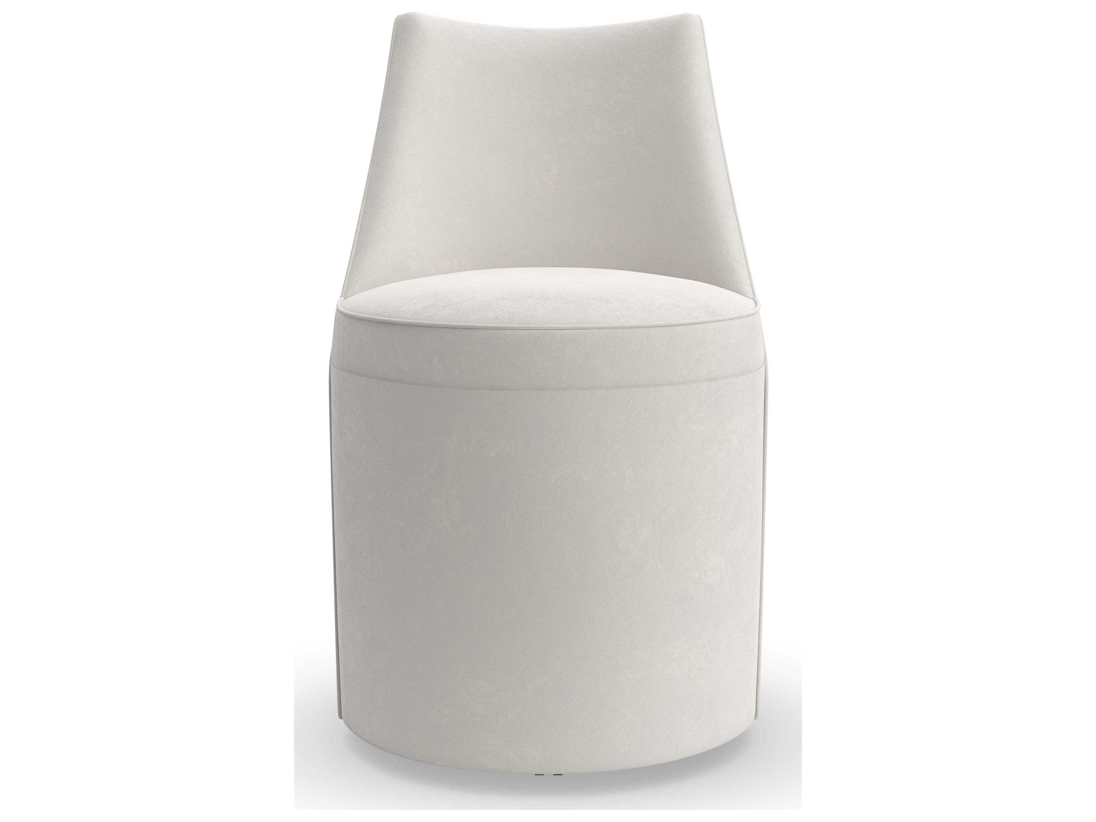 Caracole Classic Barrel Roll White Upholstered Side Dining Chair