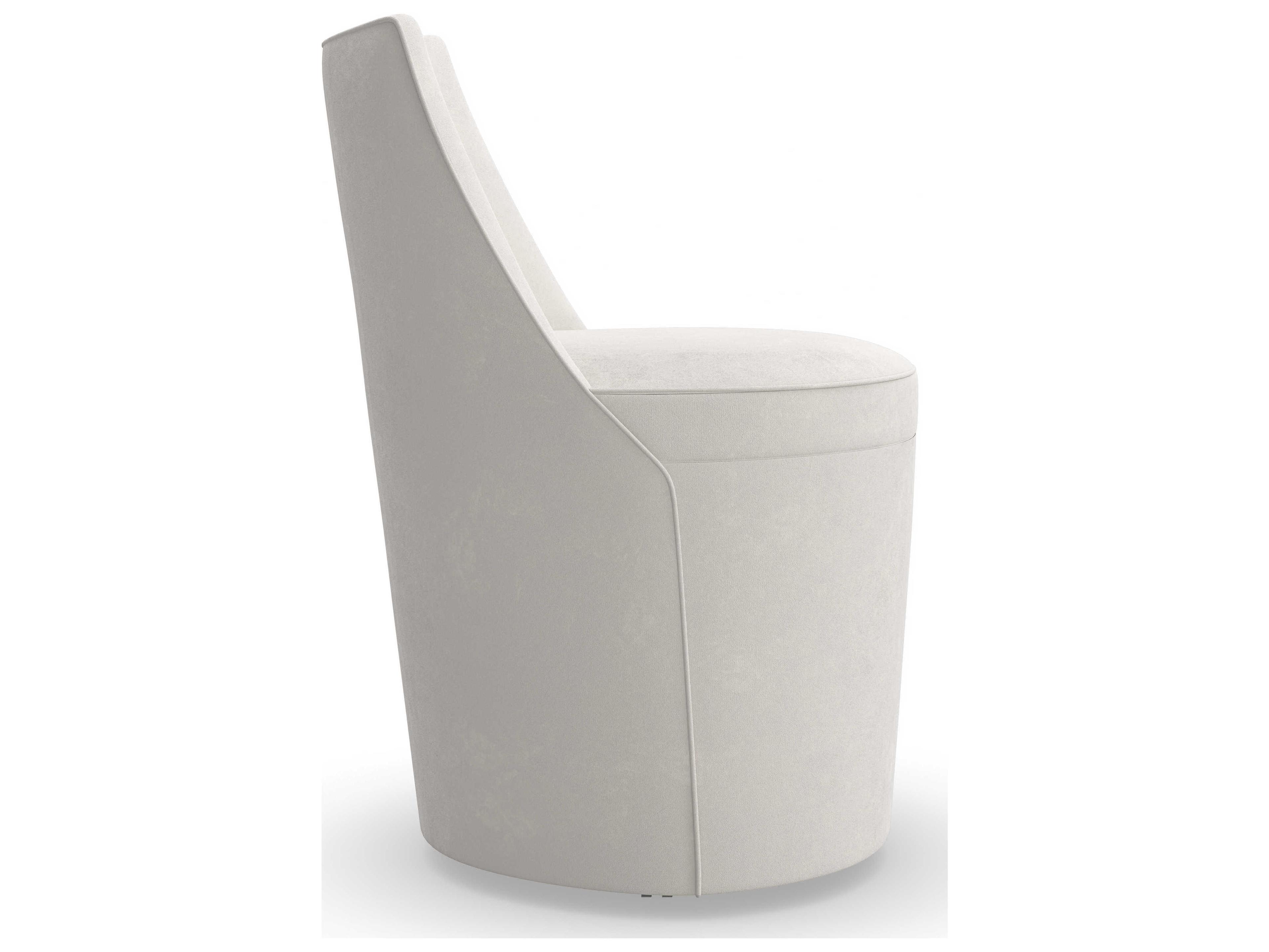 Caracole Classic Barrel Roll White Upholstered Side Dining Chair