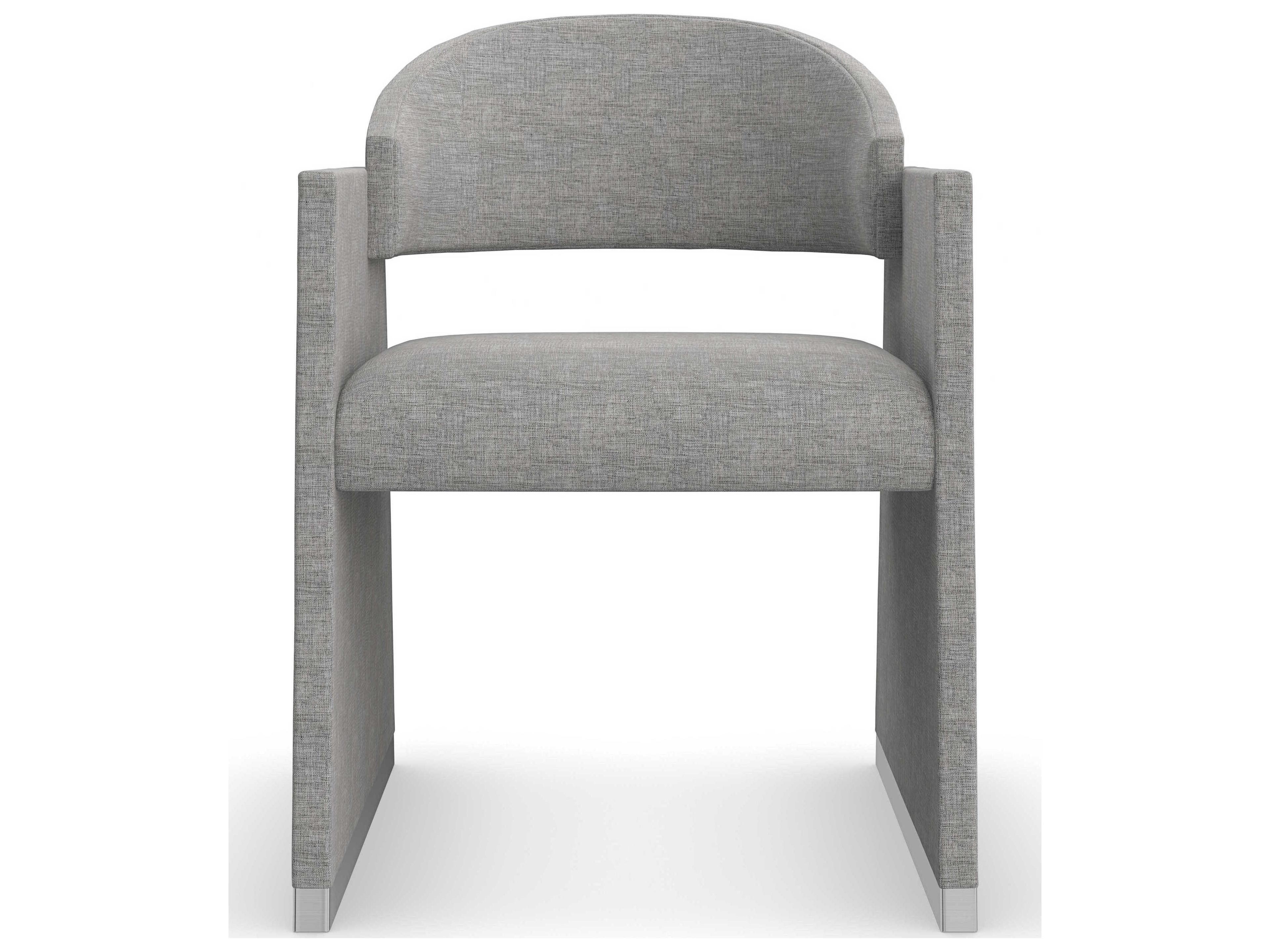 Caracole Classic Polish Off Gray Upholstered Arm Dining Chair