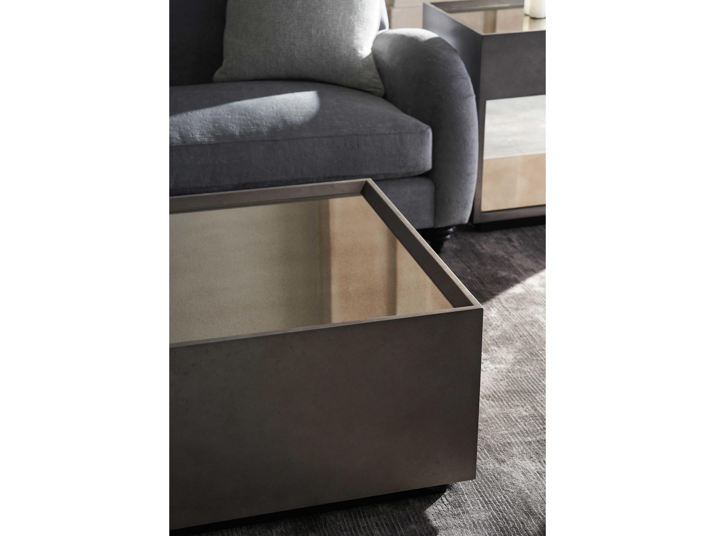 Caracole Classic Dark Matter Rectangular Mirror Twilight Frost Cocktail Table