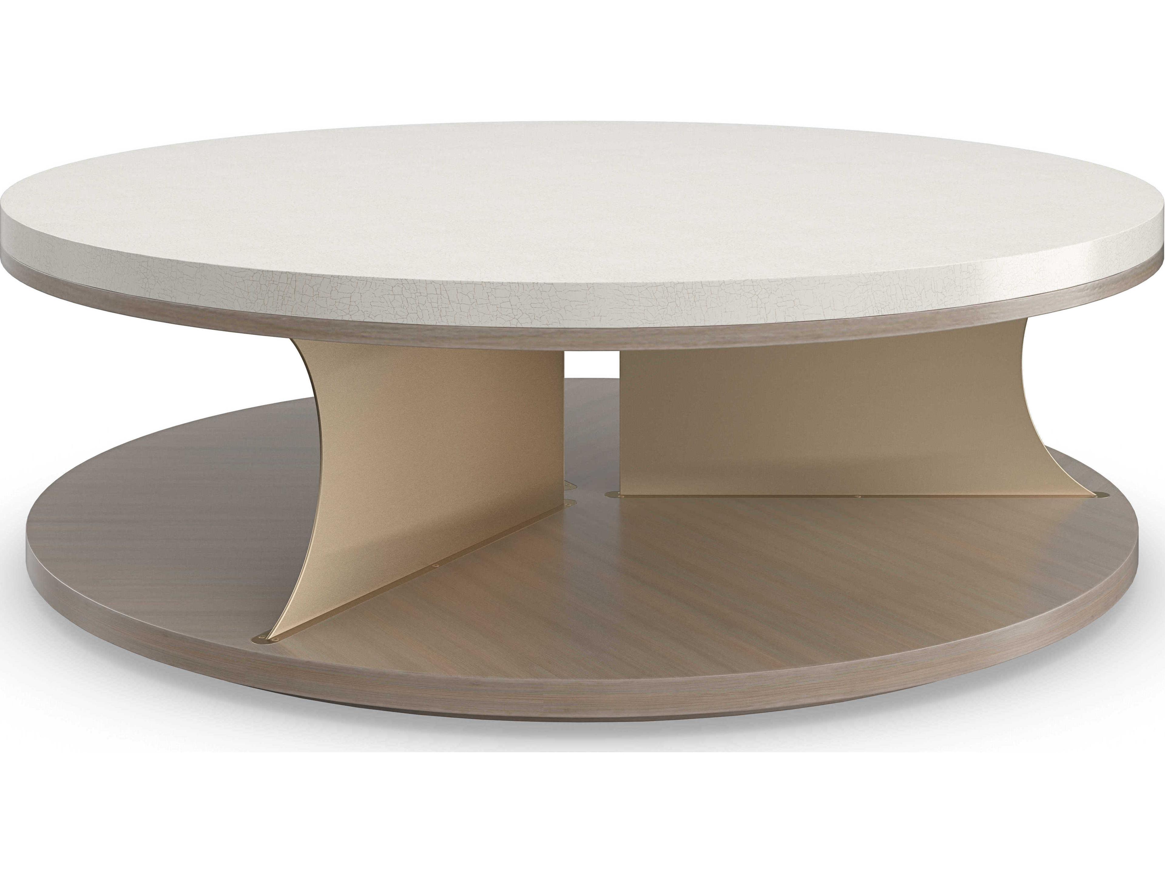 Caracole Classic Braces Round Wood Ivory Craze Coffee Table