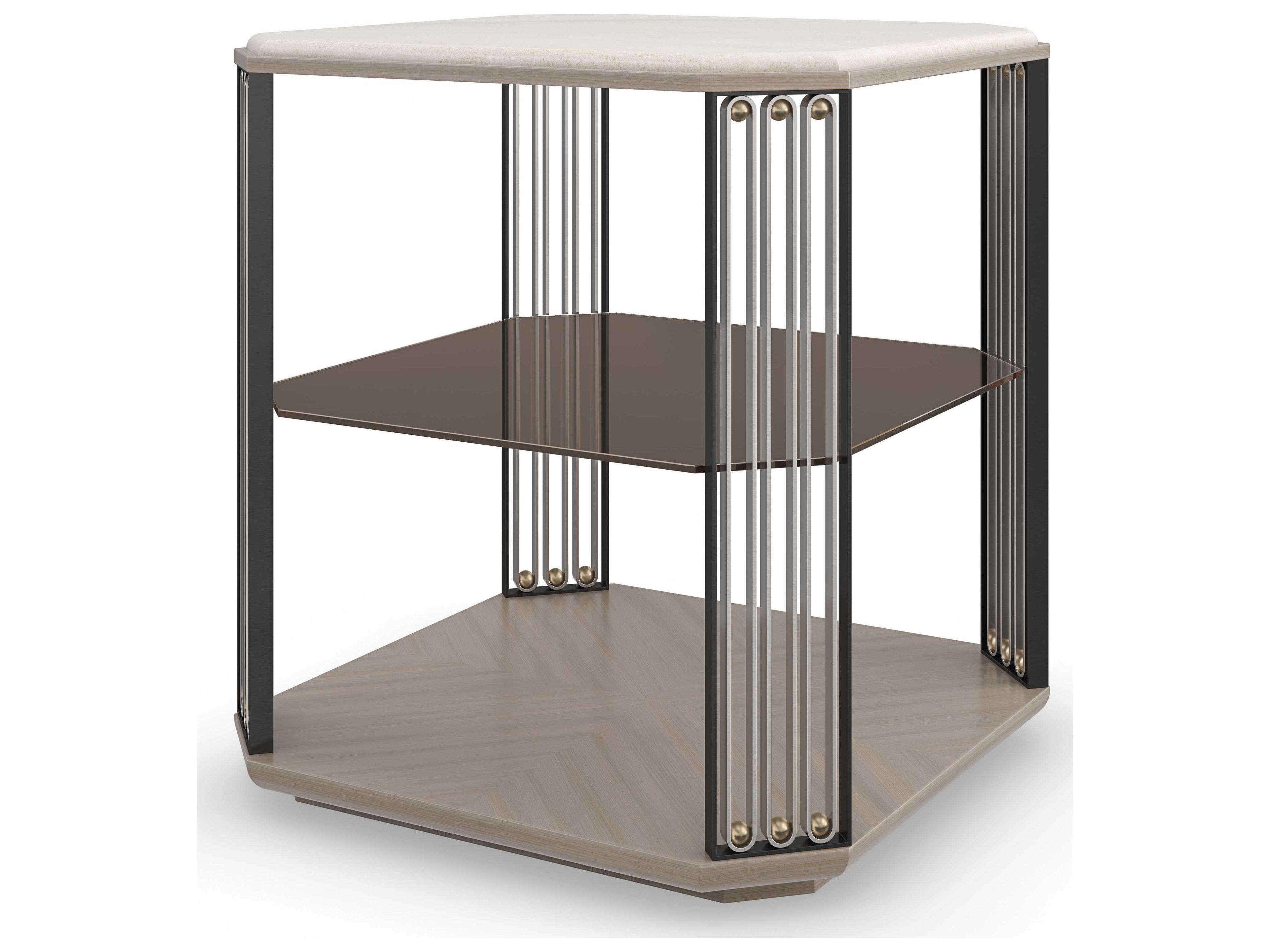 Caracole Classic Alloy Square Stone End Table