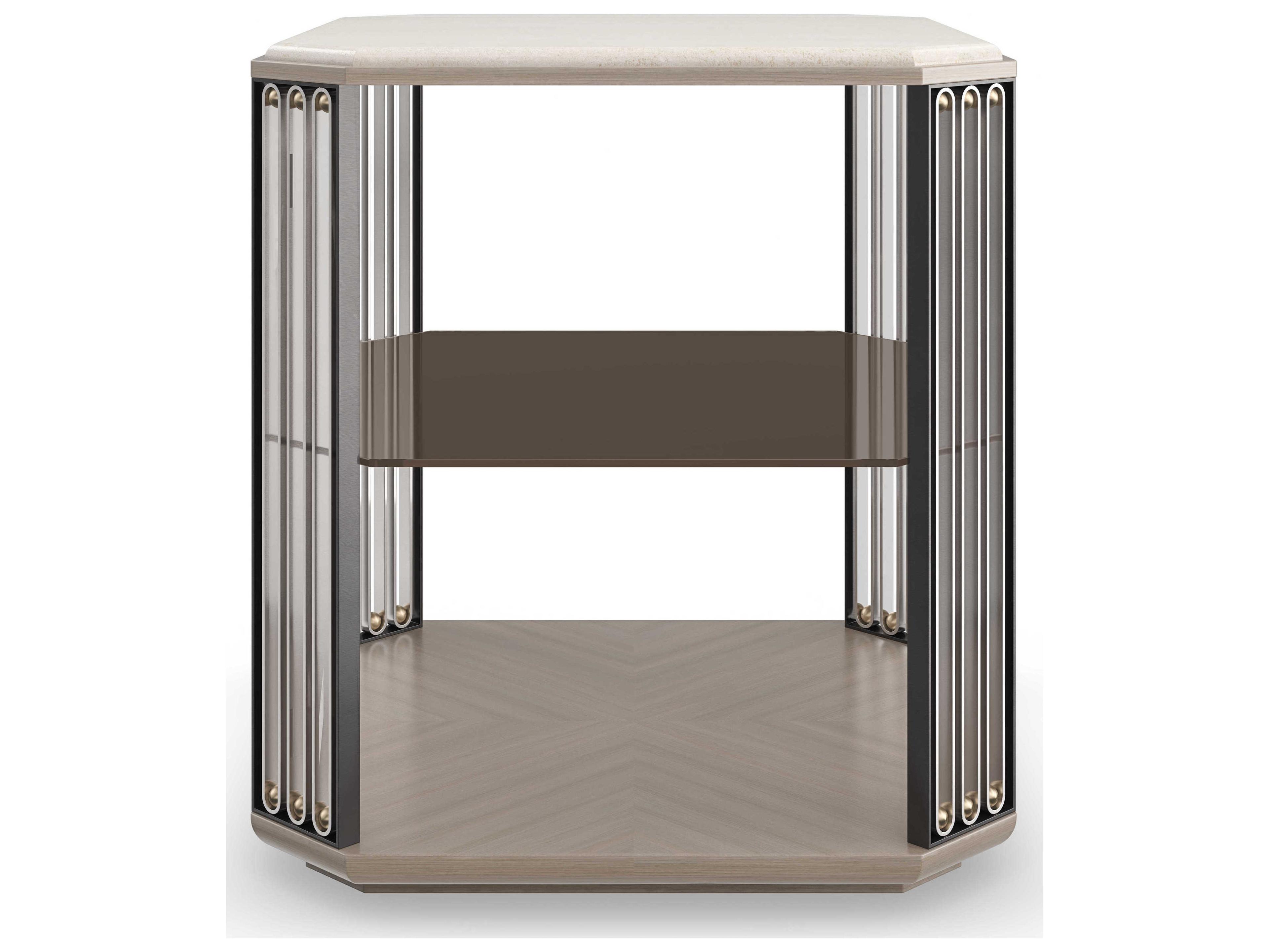 Caracole Classic Alloy Square Stone End Table