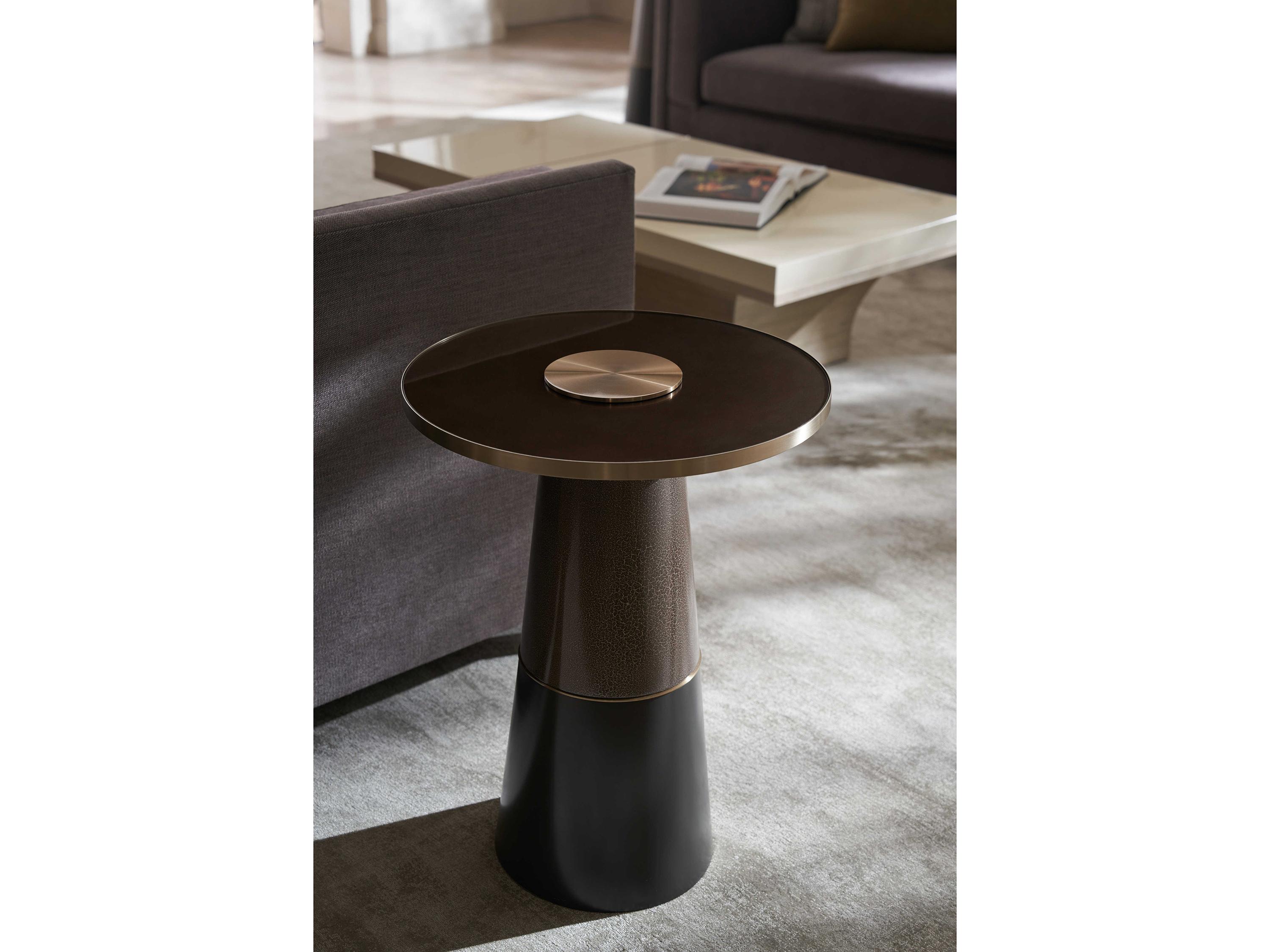 Caracole Classic Aperture Round Glass Winter Frost End Table