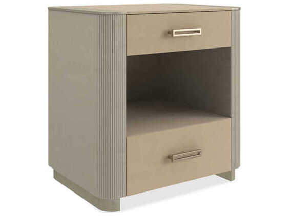 Caracole Classic 2-Drawers Beige Birch Wood Nightstand