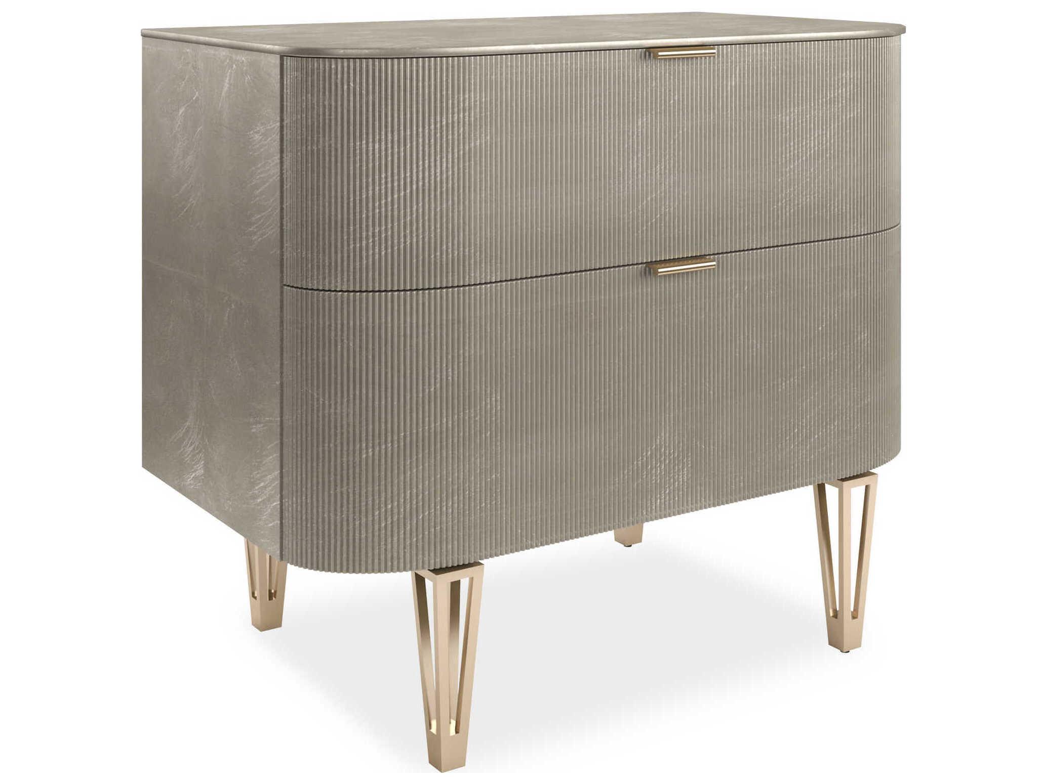 Caracole Classic True Love 2-Drawers Gray Birch Wood Nightstand