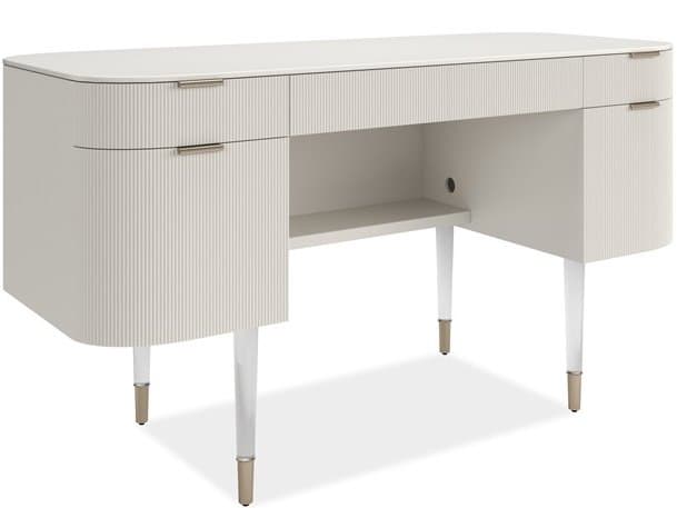 Caracole Classic Lady Love Matte Pearl Beige Birch Wood Secretary Desk