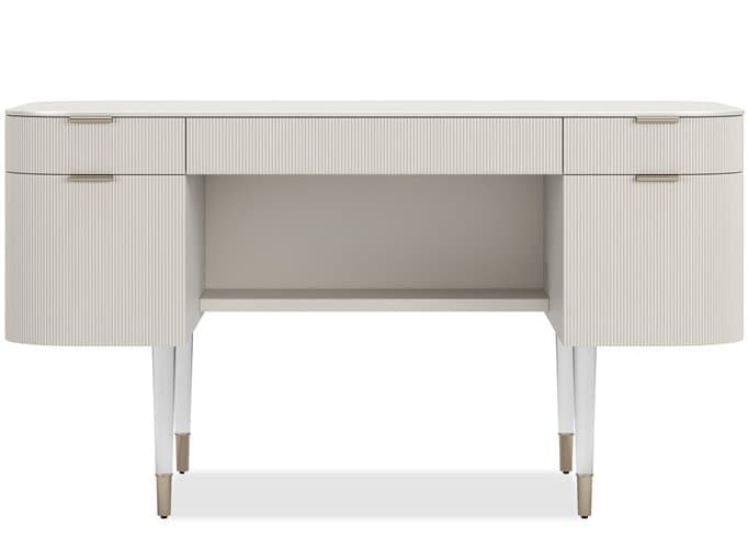 Caracole Classic Lady Love Matte Pearl Beige Birch Wood Secretary Desk