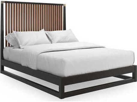 Caracole Classic Pinstripe Black Hardwood Wood King Platform Bed