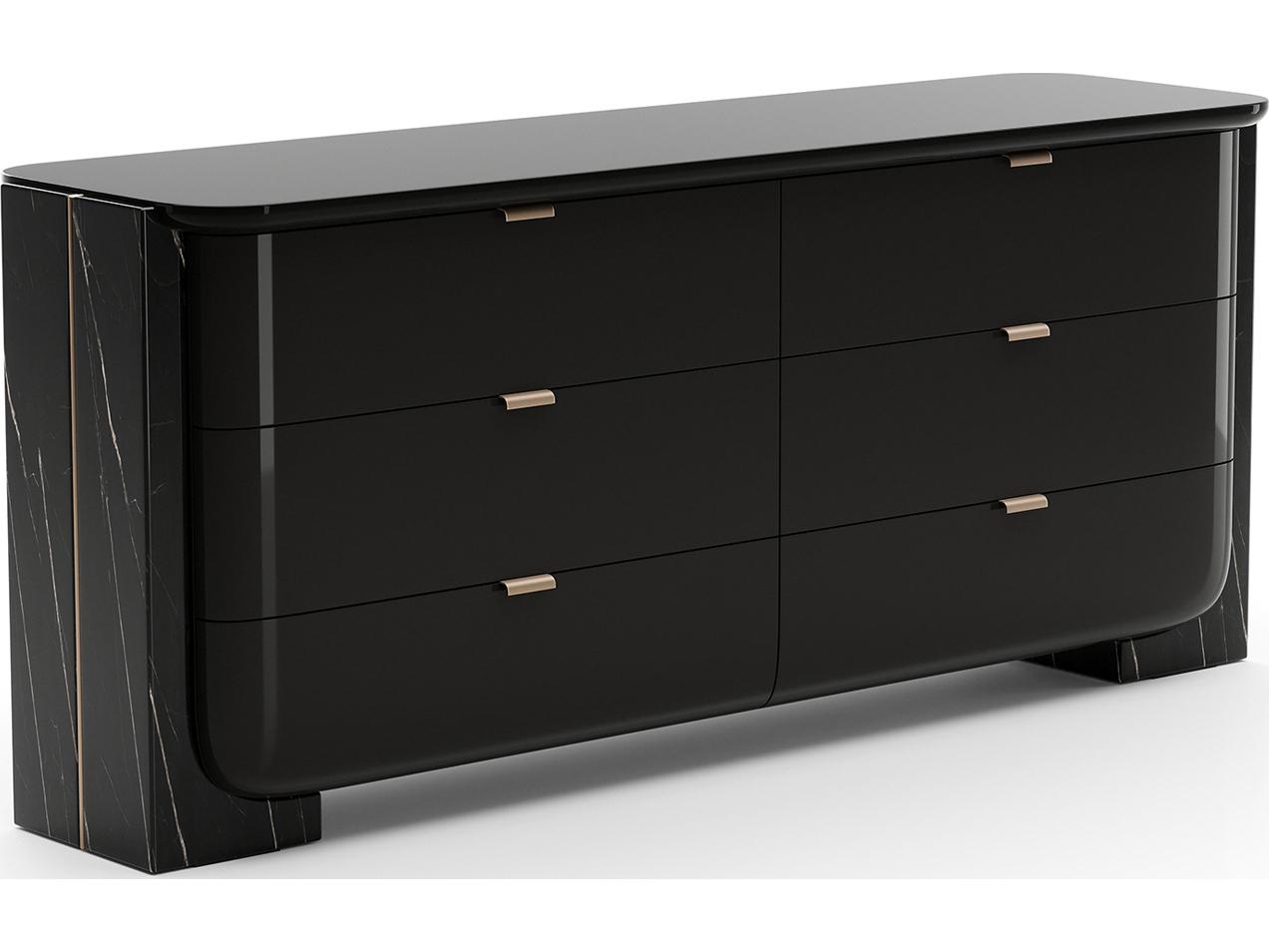 Caracole Overlap 6-Drawers Black Double Dresser