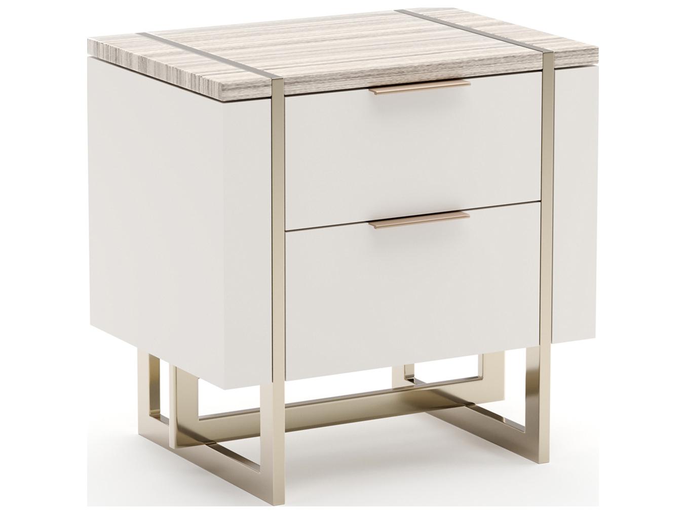 Caracole Wish You Were Here 2-Drawers Beige Nightstand