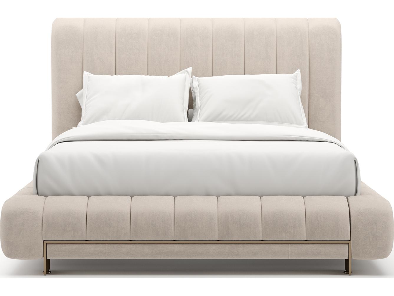 Caracole Well Balanced Beige Upholstered Queen Platform Bed