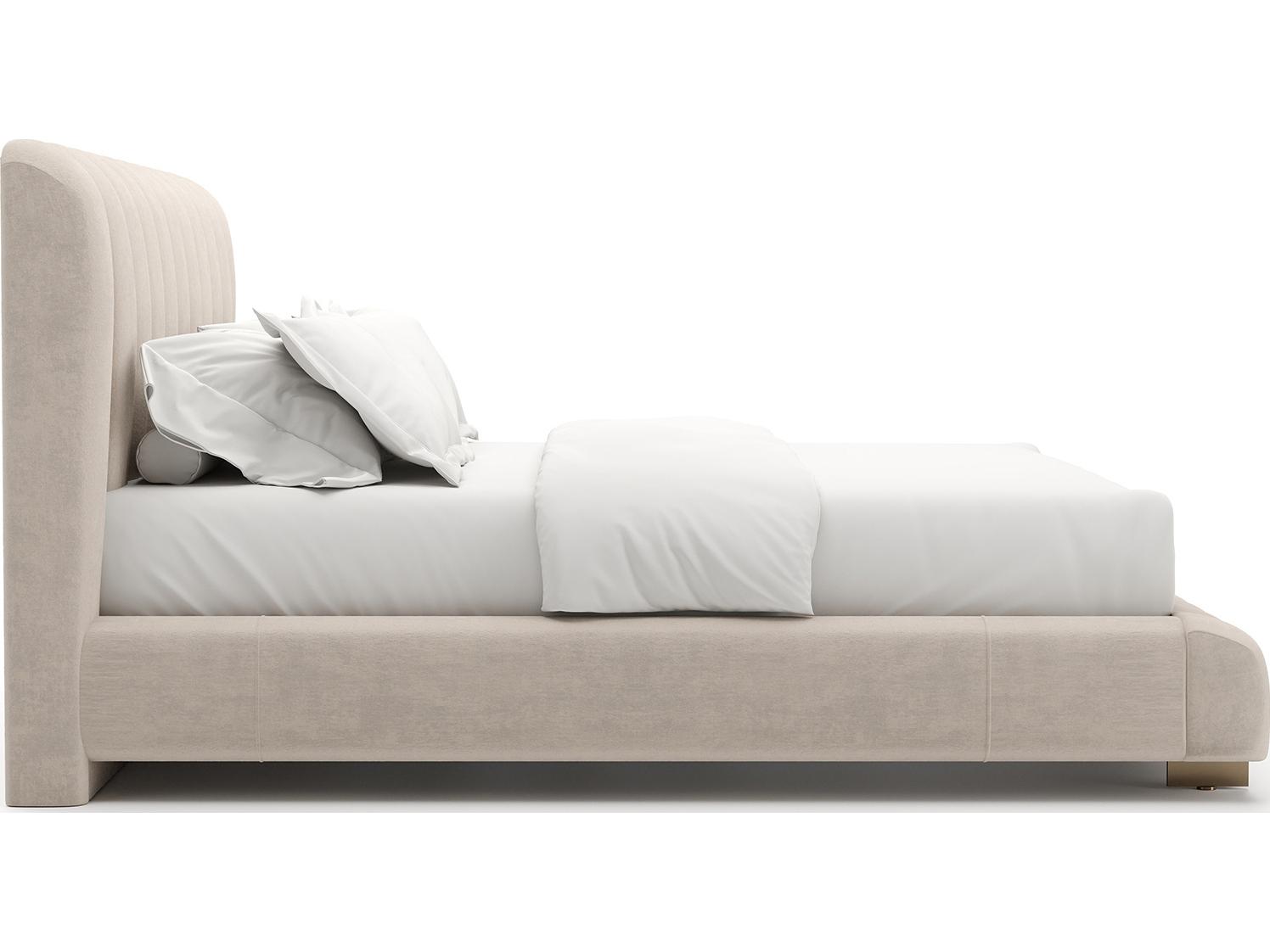Caracole Well Balanced Beige Upholstered King Platform Bed