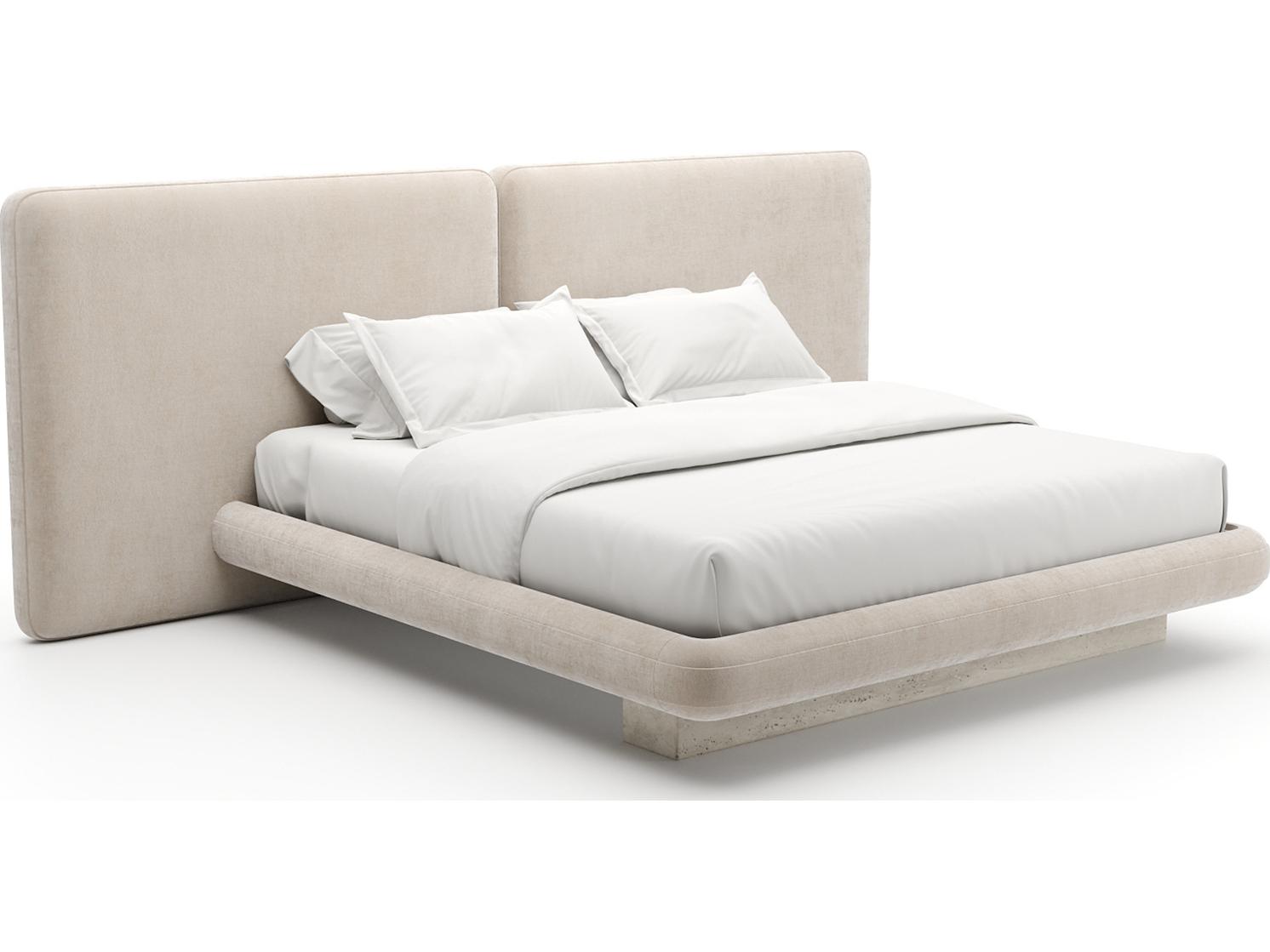 Caracole Overlap Beige Upholstered King Platform Bed