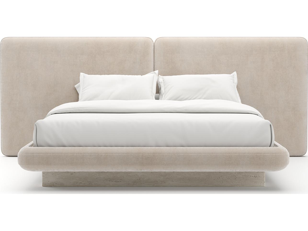 Caracole Overlap Beige Upholstered King Platform Bed
